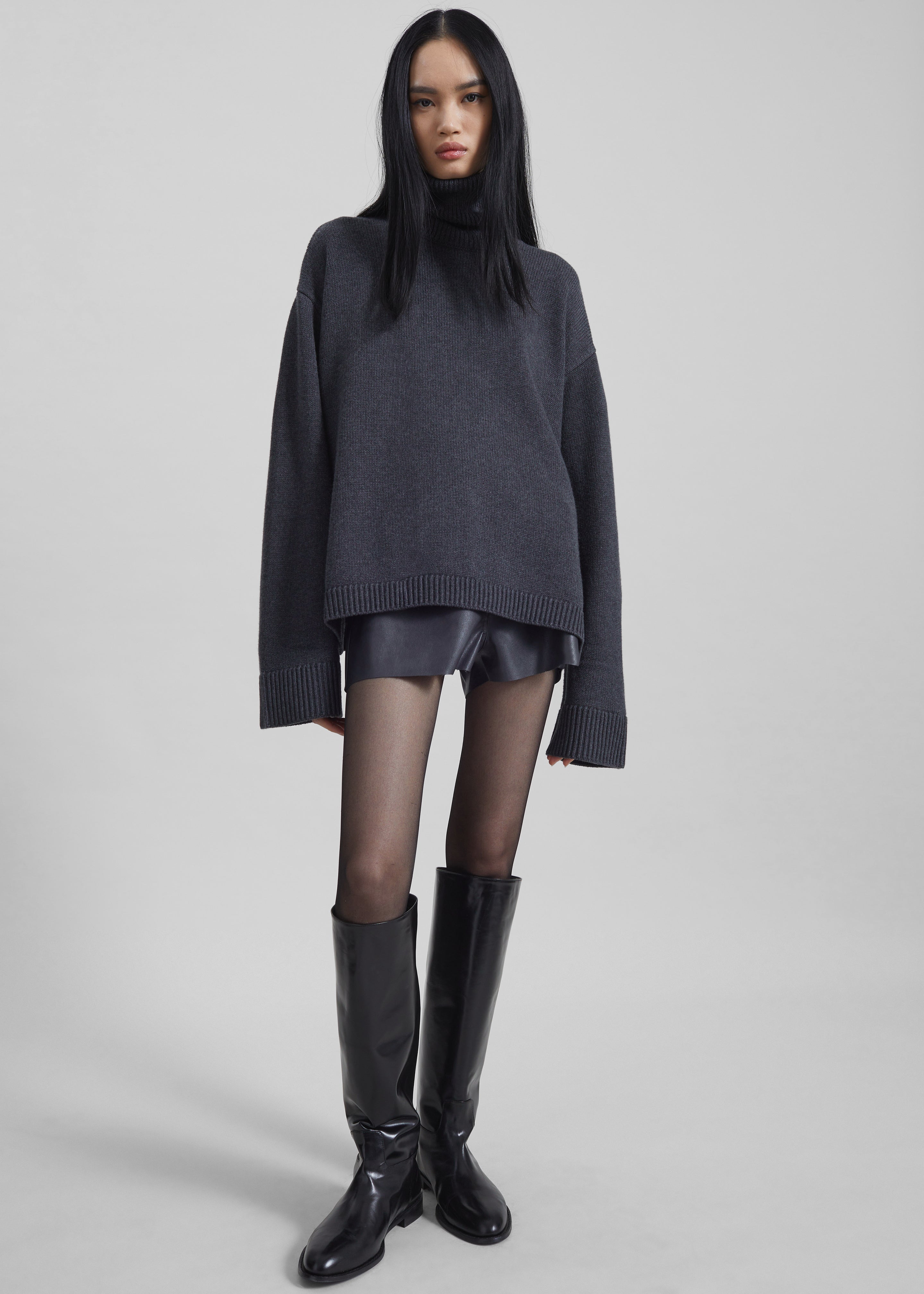 Rhea Trapeze Turtleneck - Charcoal - 3