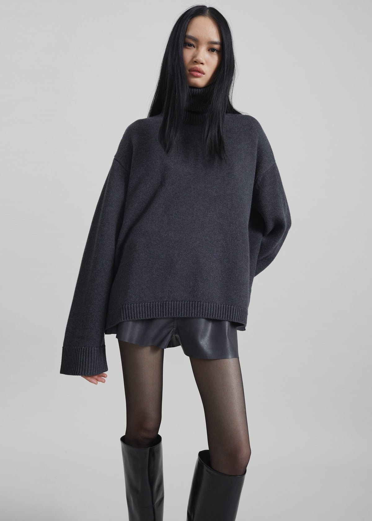 Rhea Trapeze Turtleneck - Charcoal - 4