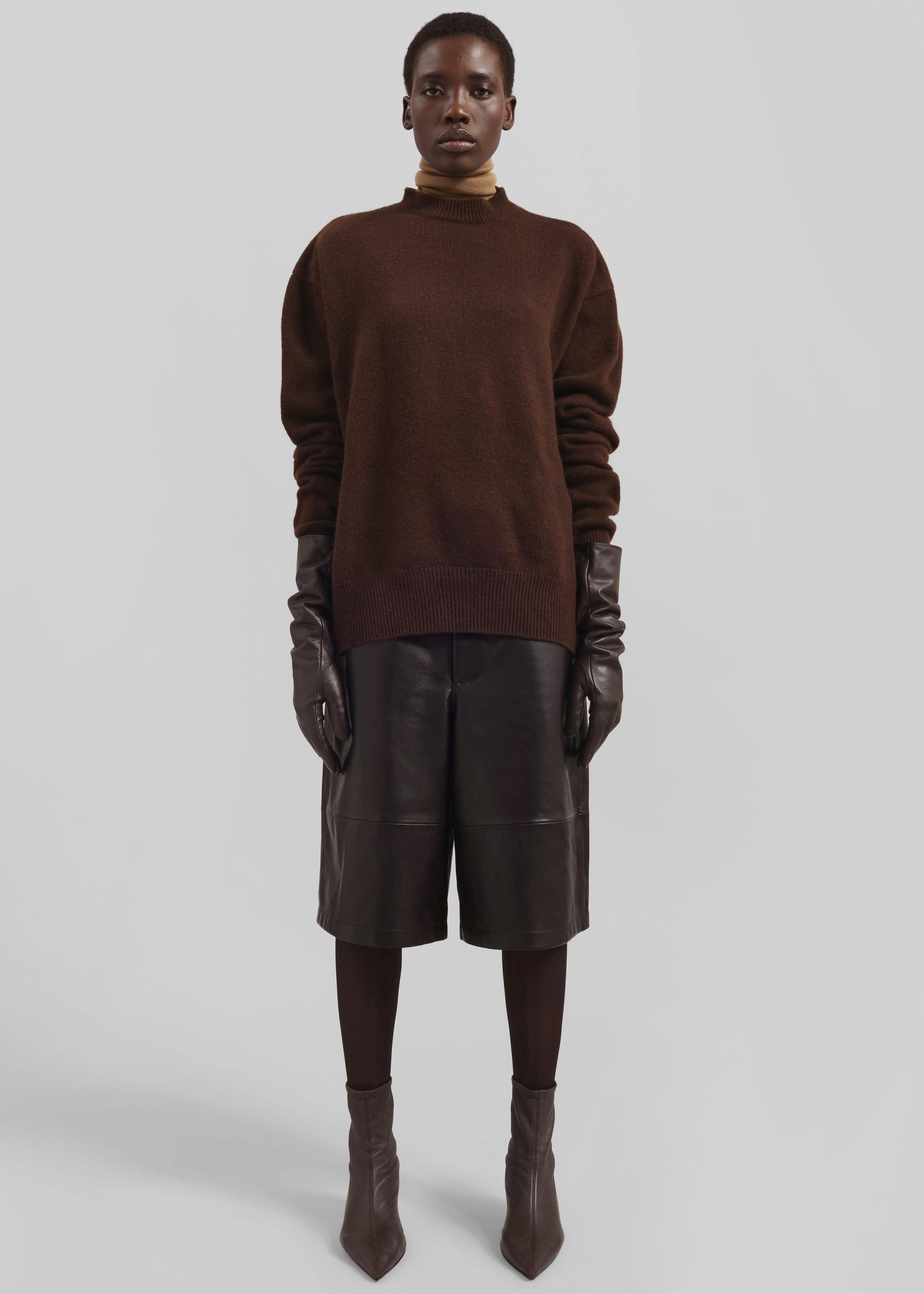Rhea Trapeze Turtleneck - Dark Brown - 4