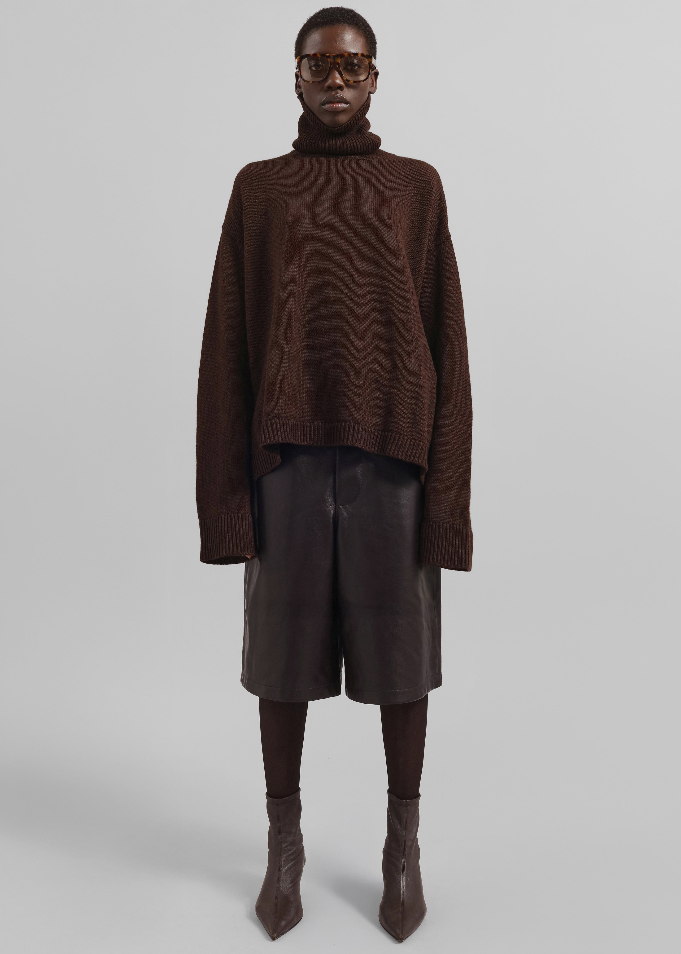 Rhea Trapeze Turtleneck - Dark Brown - 6