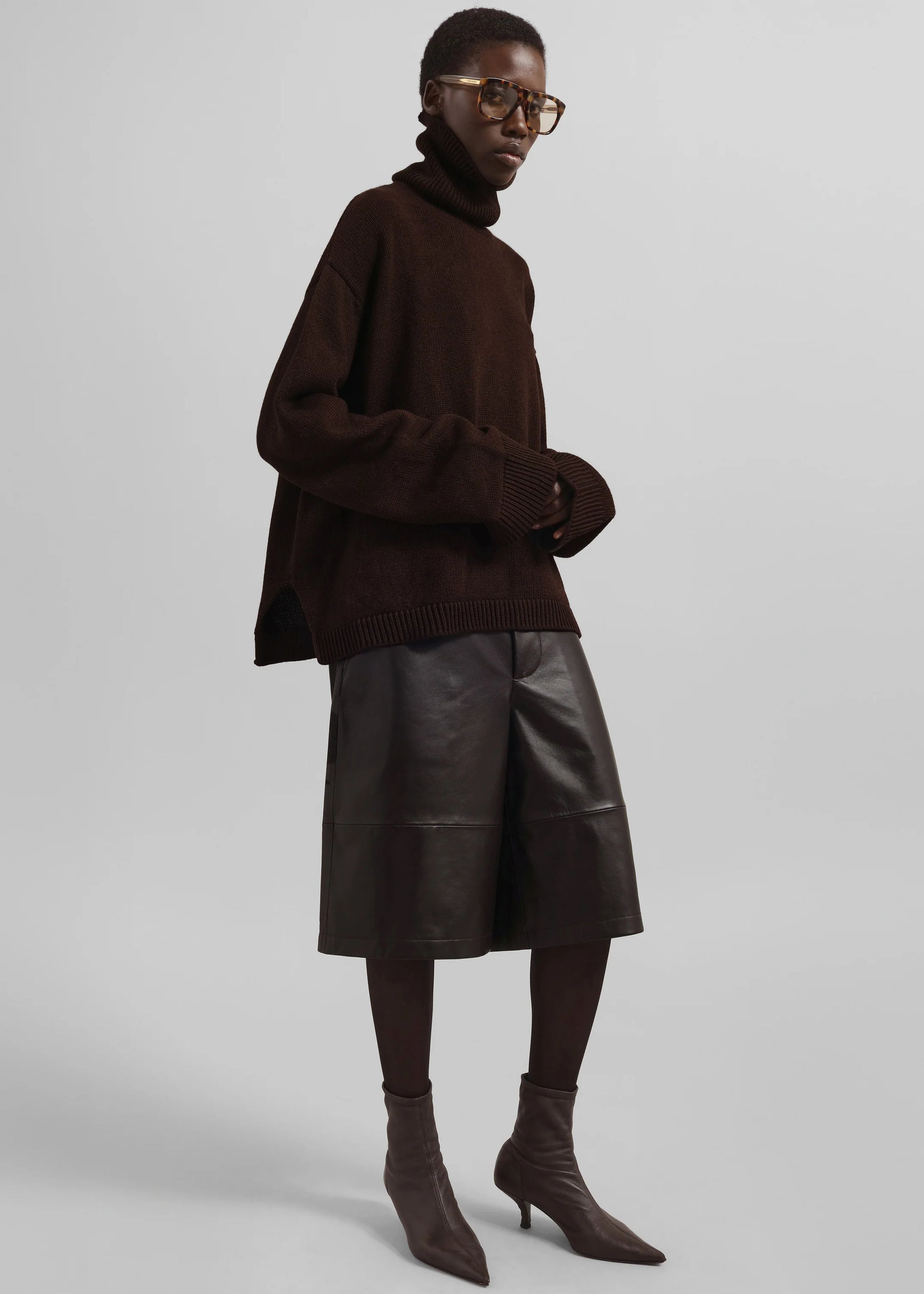 Shop the look image for Rhea Trapeze Turtleneck - Dark Brown