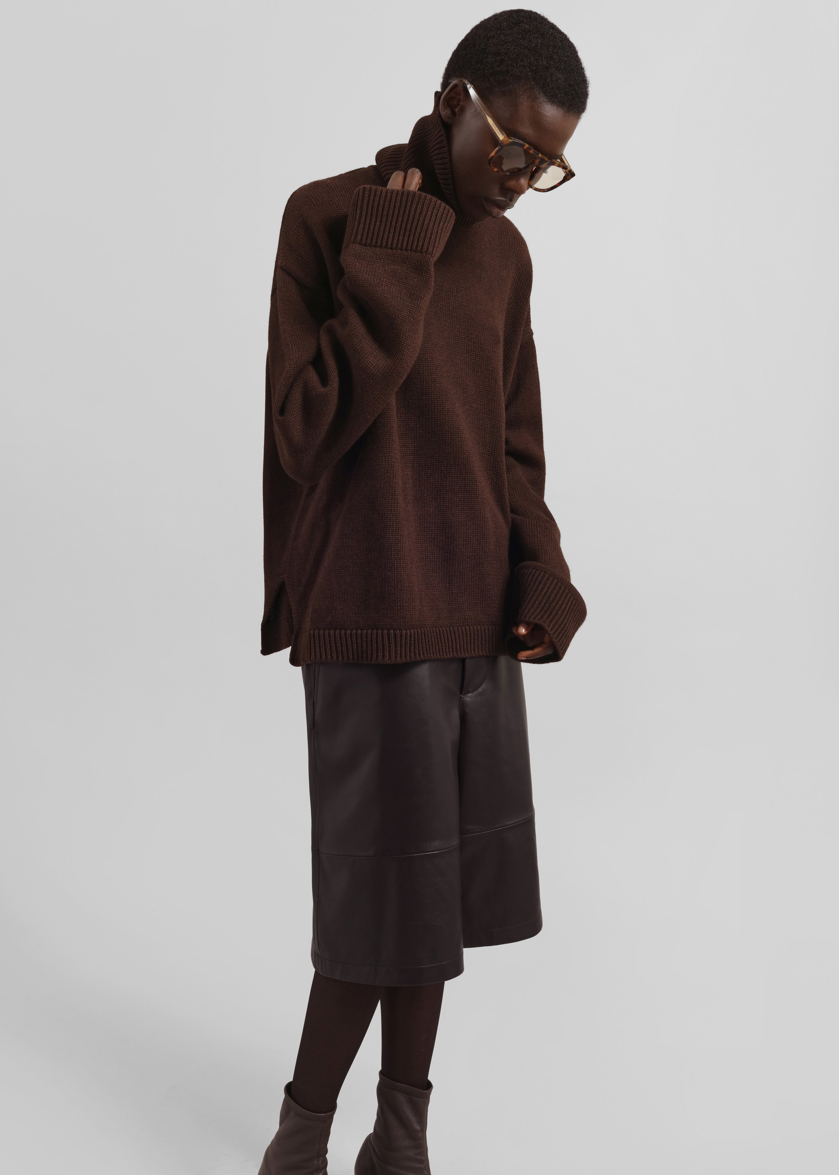 Rhea Trapeze Turtleneck - Dark Brown - 5