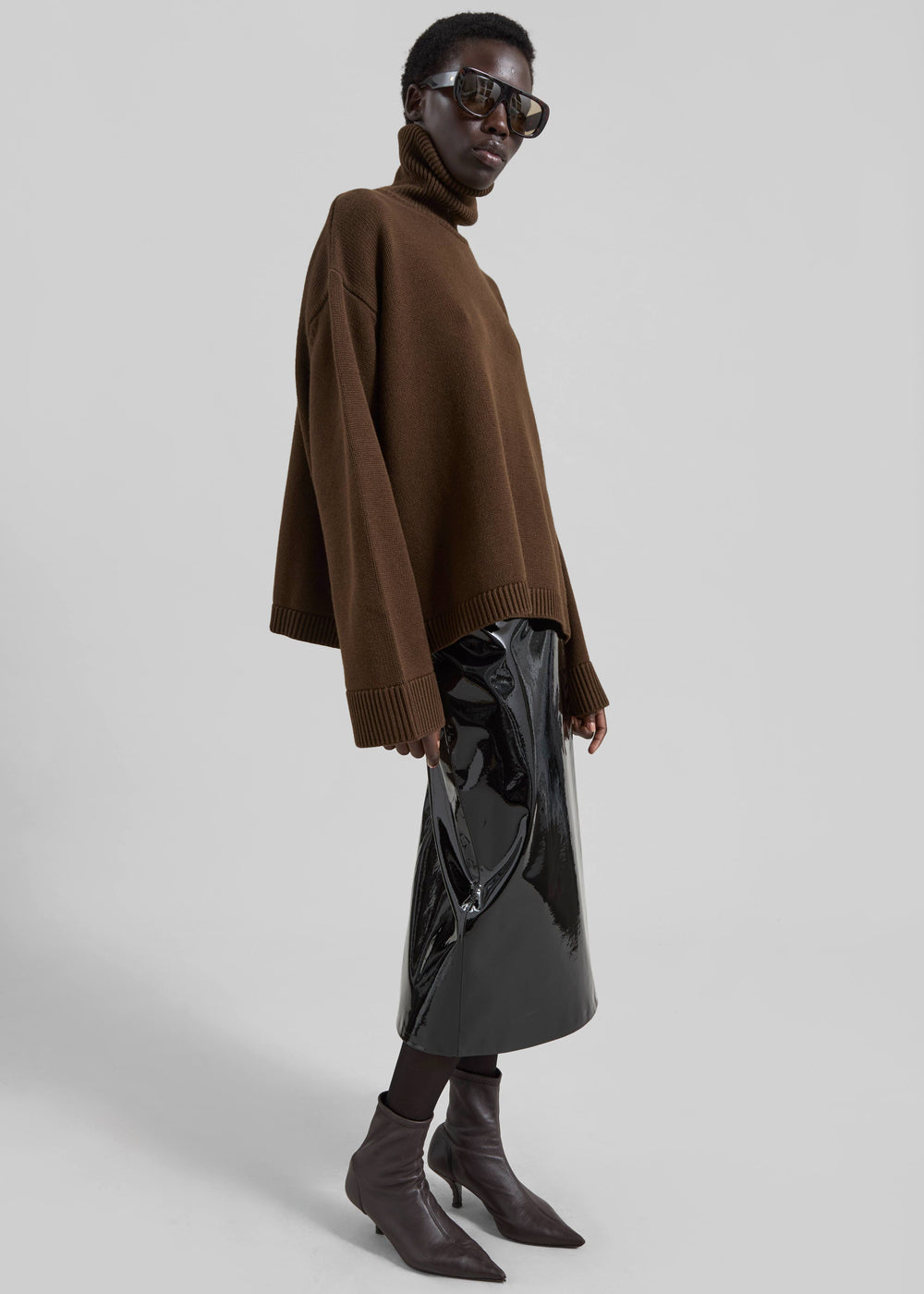 Rhea Trapeze Turtleneck - Mocha