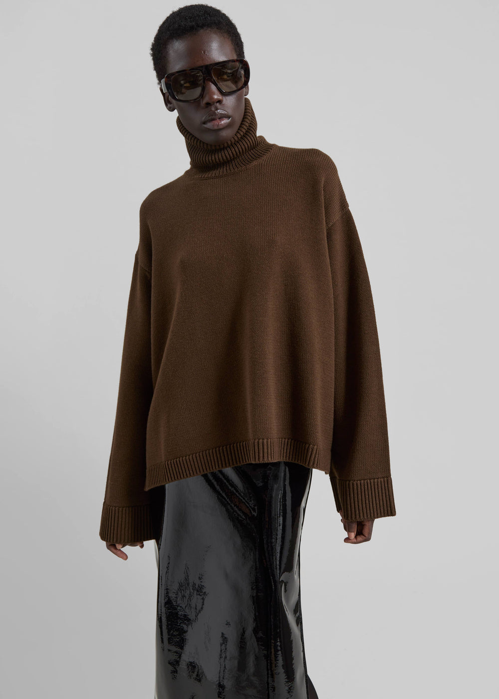 Rhea Trapeze Turtleneck - Mocha - 1