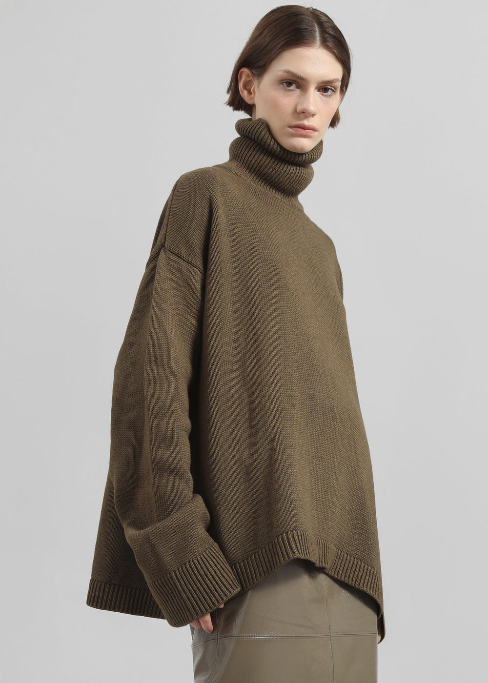 Rhea Trapeze Turtleneck - Olive - 1
