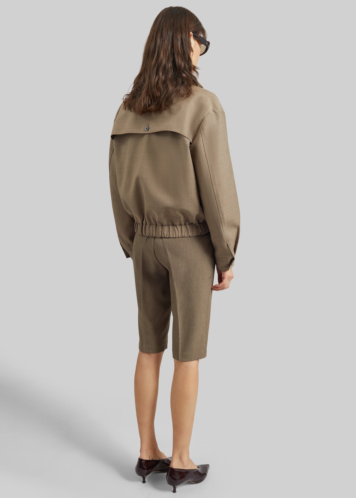 Rillan Double-Breasted Blouson Jacket - Taupe Melange - 11