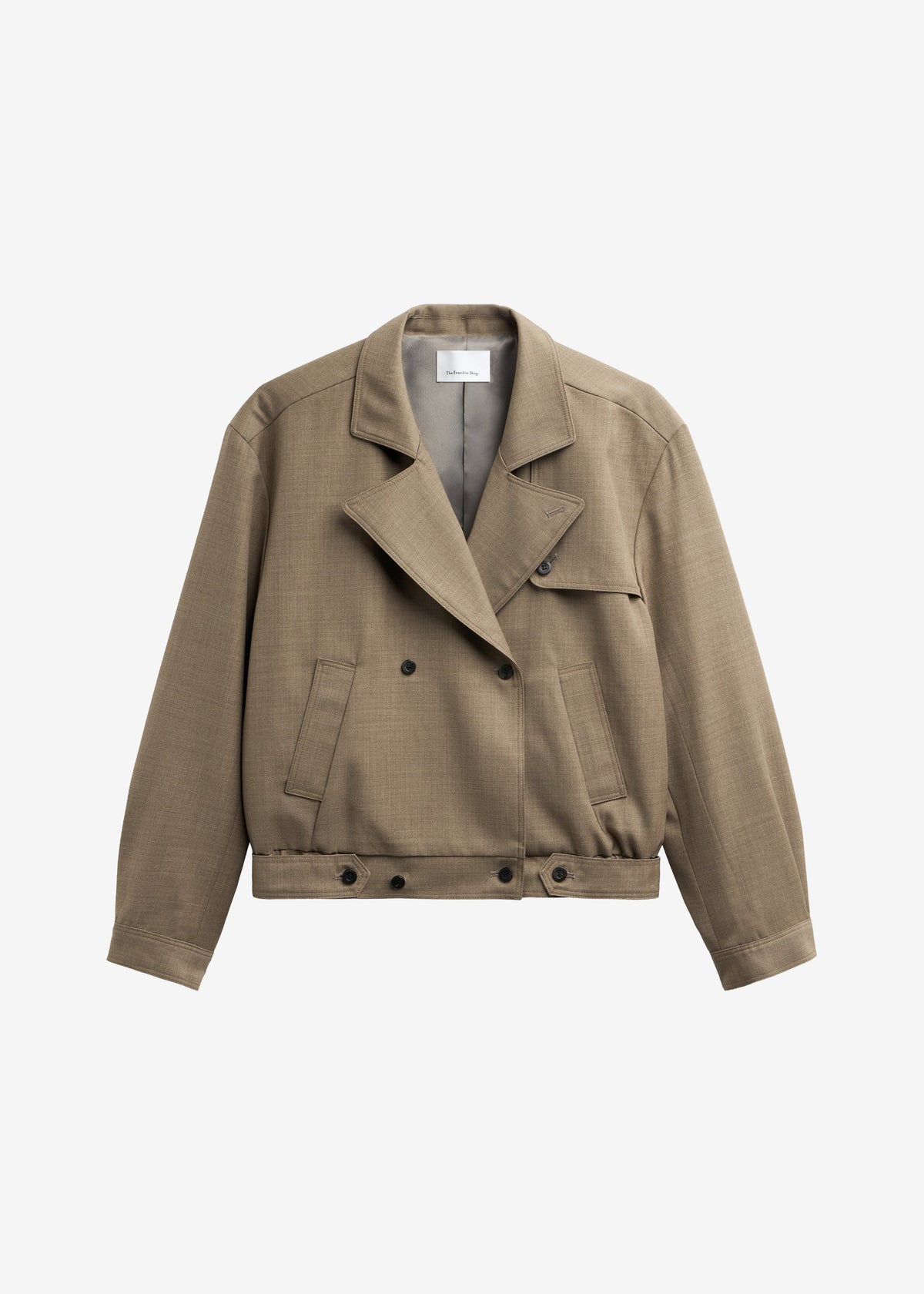 Rillan Double-Breasted Blouson Jacket - Taupe Melange - 12