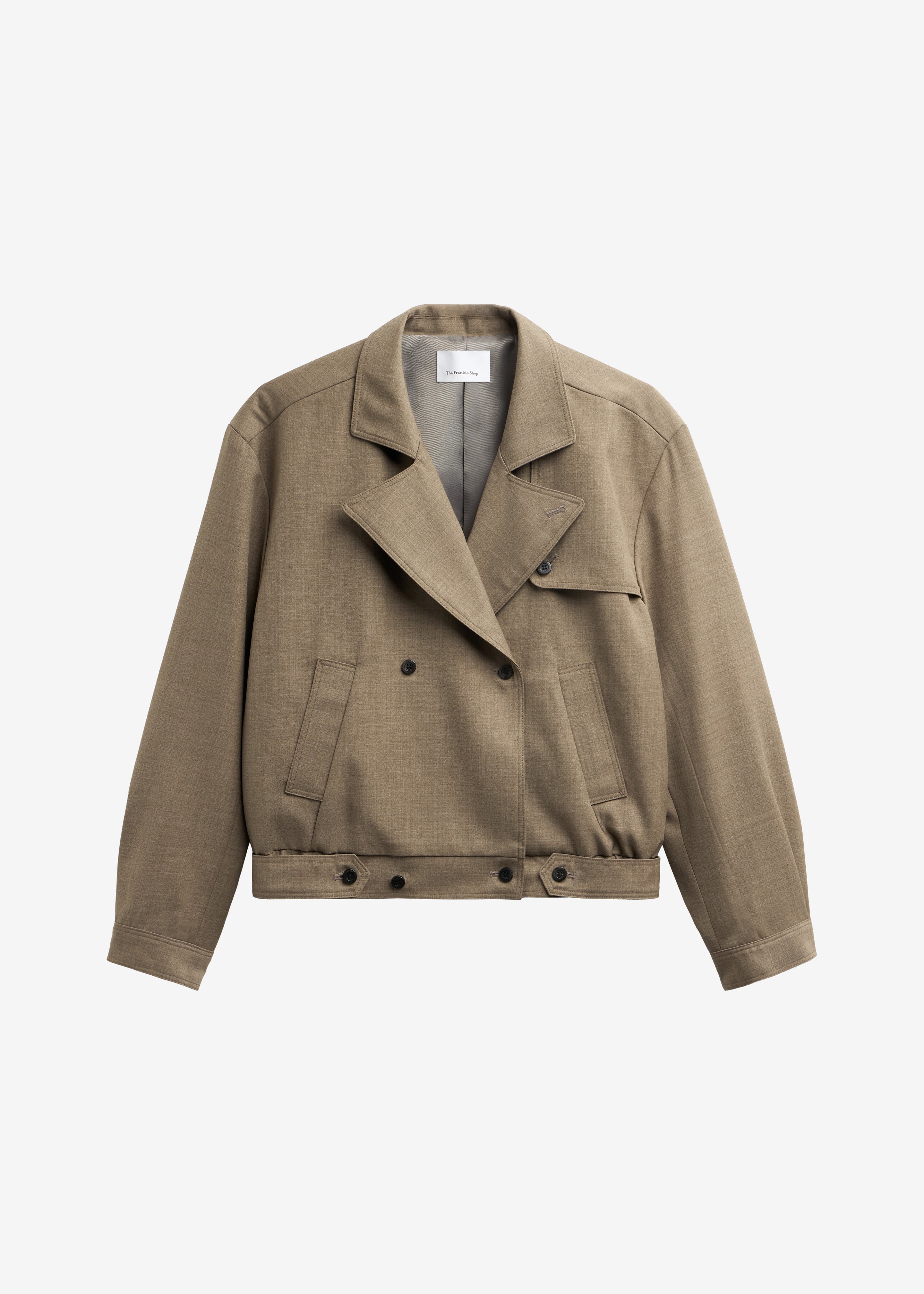 Rillan Double-Breasted Blouson Jacket - Taupe Melange - 12