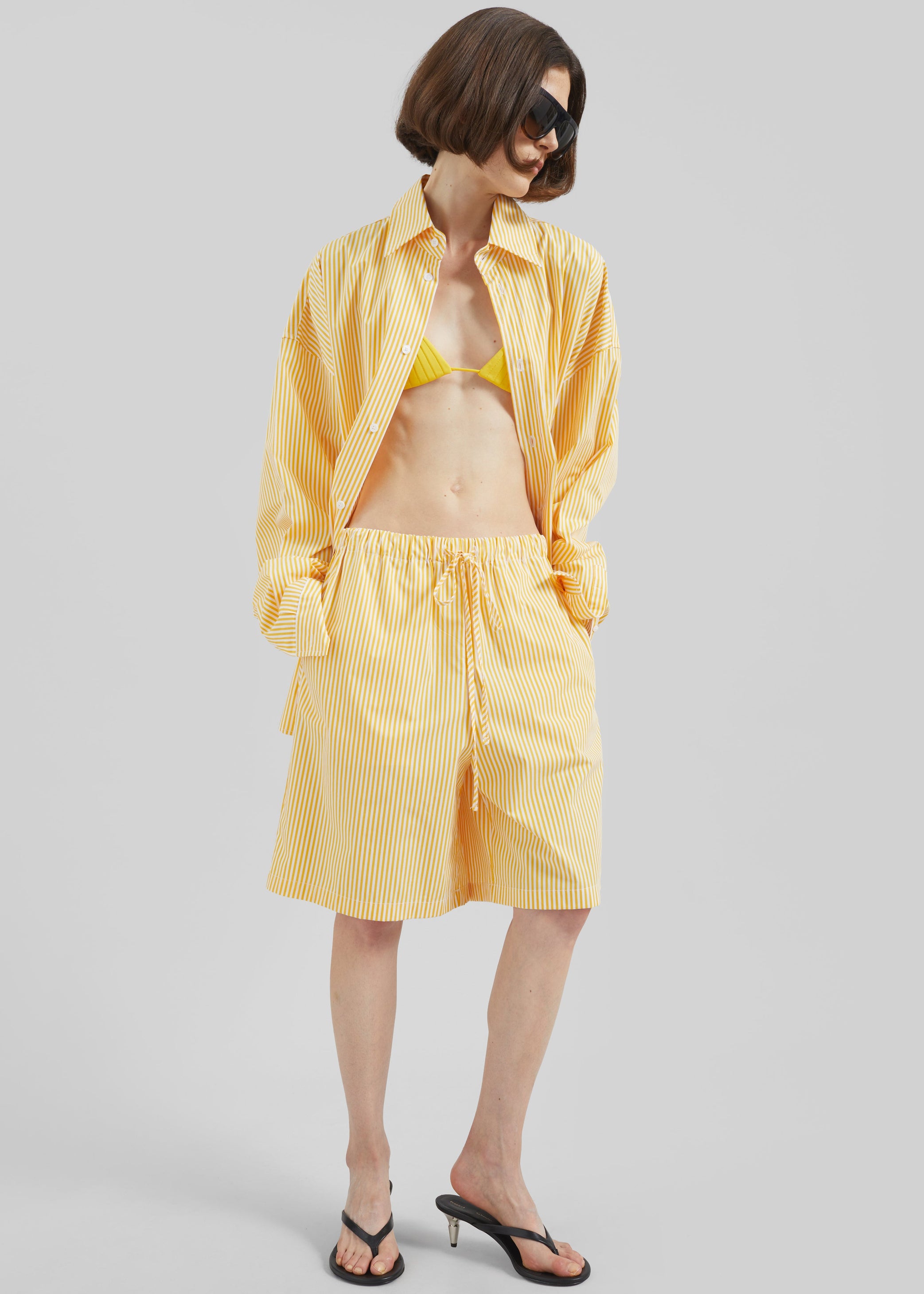 Shop the look image for Rimini Bermuda Shorts - Yellow/White Stripe