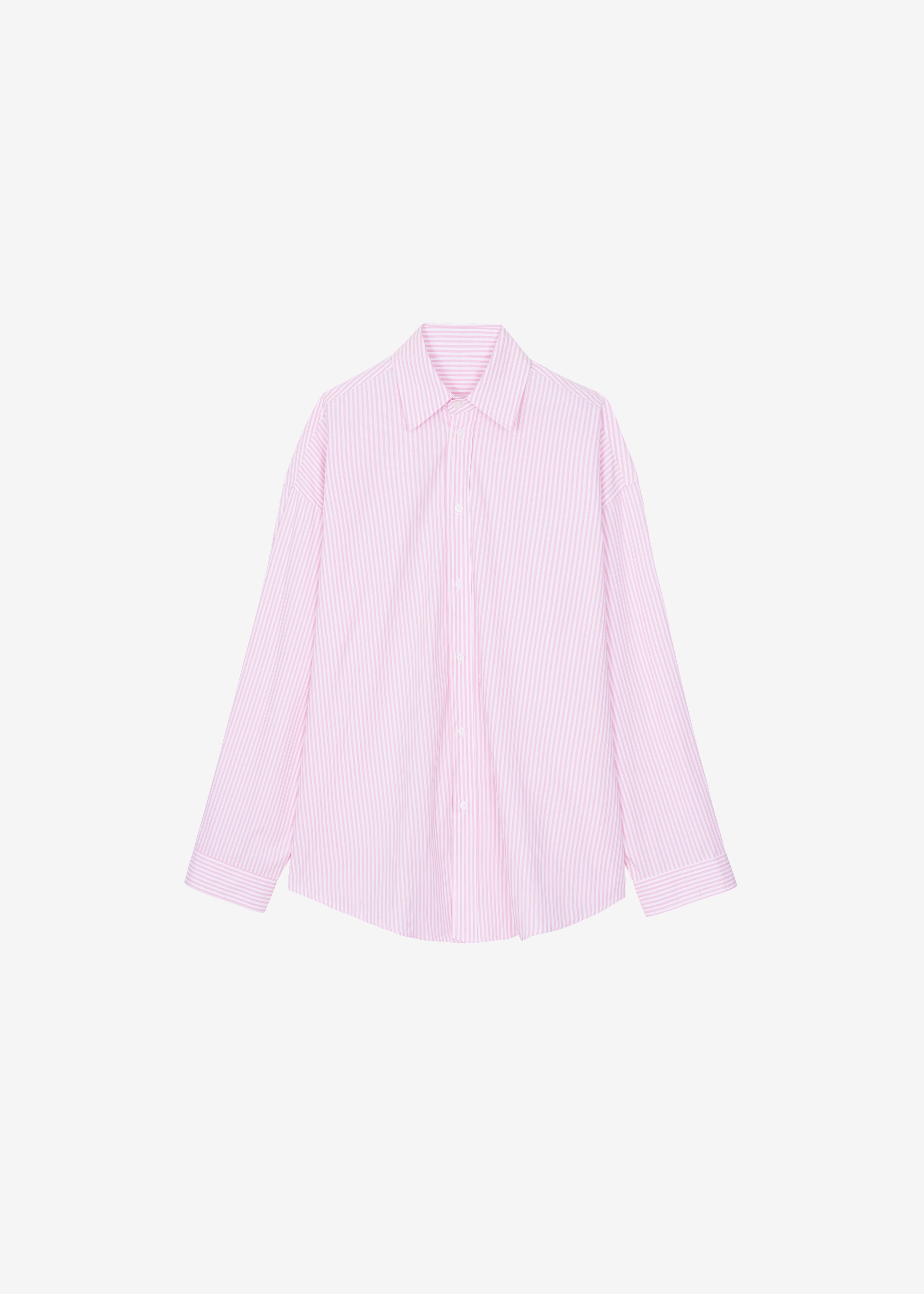 Rimini Oversized Poplin Shirt - Pink/White Stripe - 12