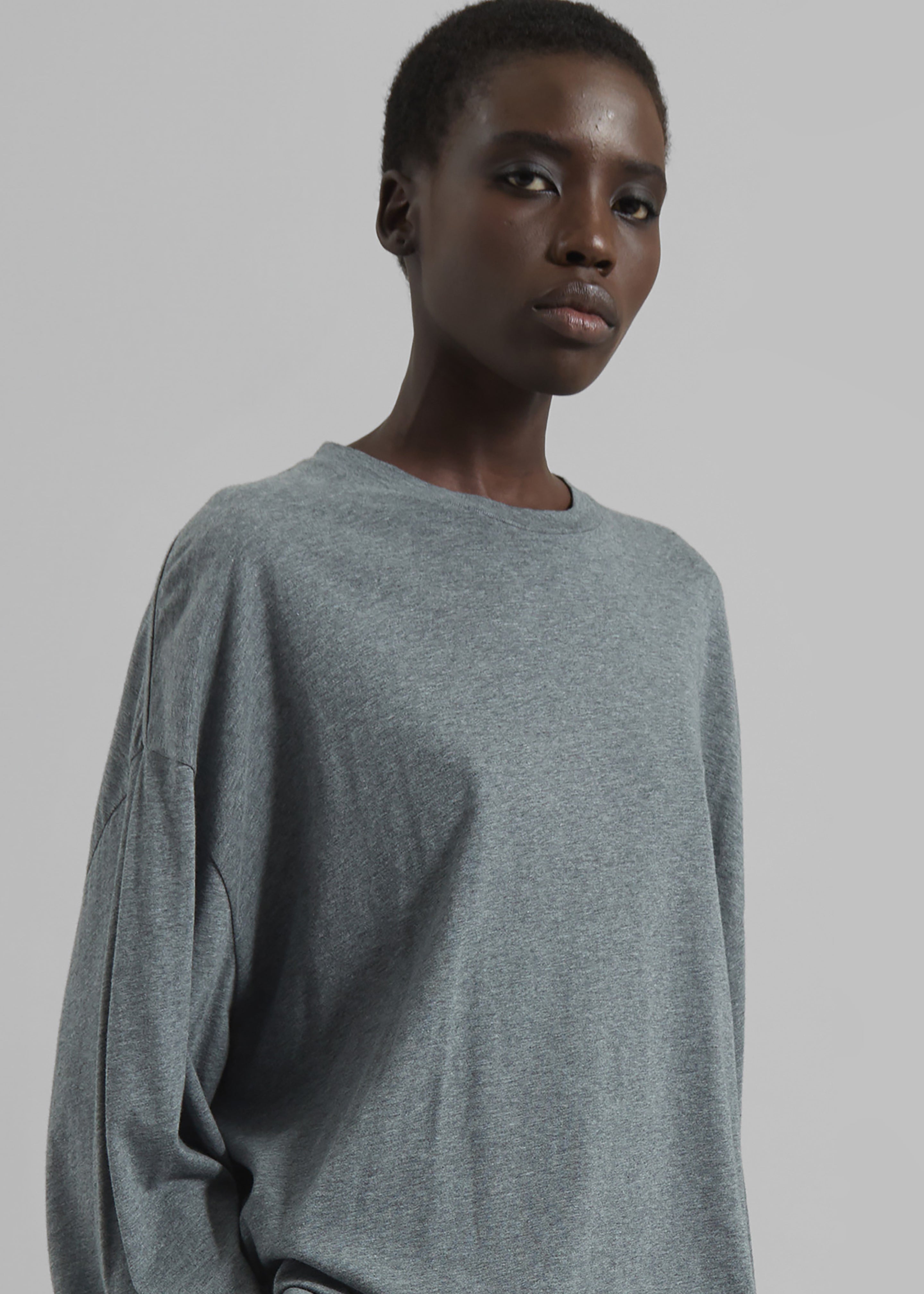 Rio Oversized Sleeve Tee - Dark Grey Melange - 4