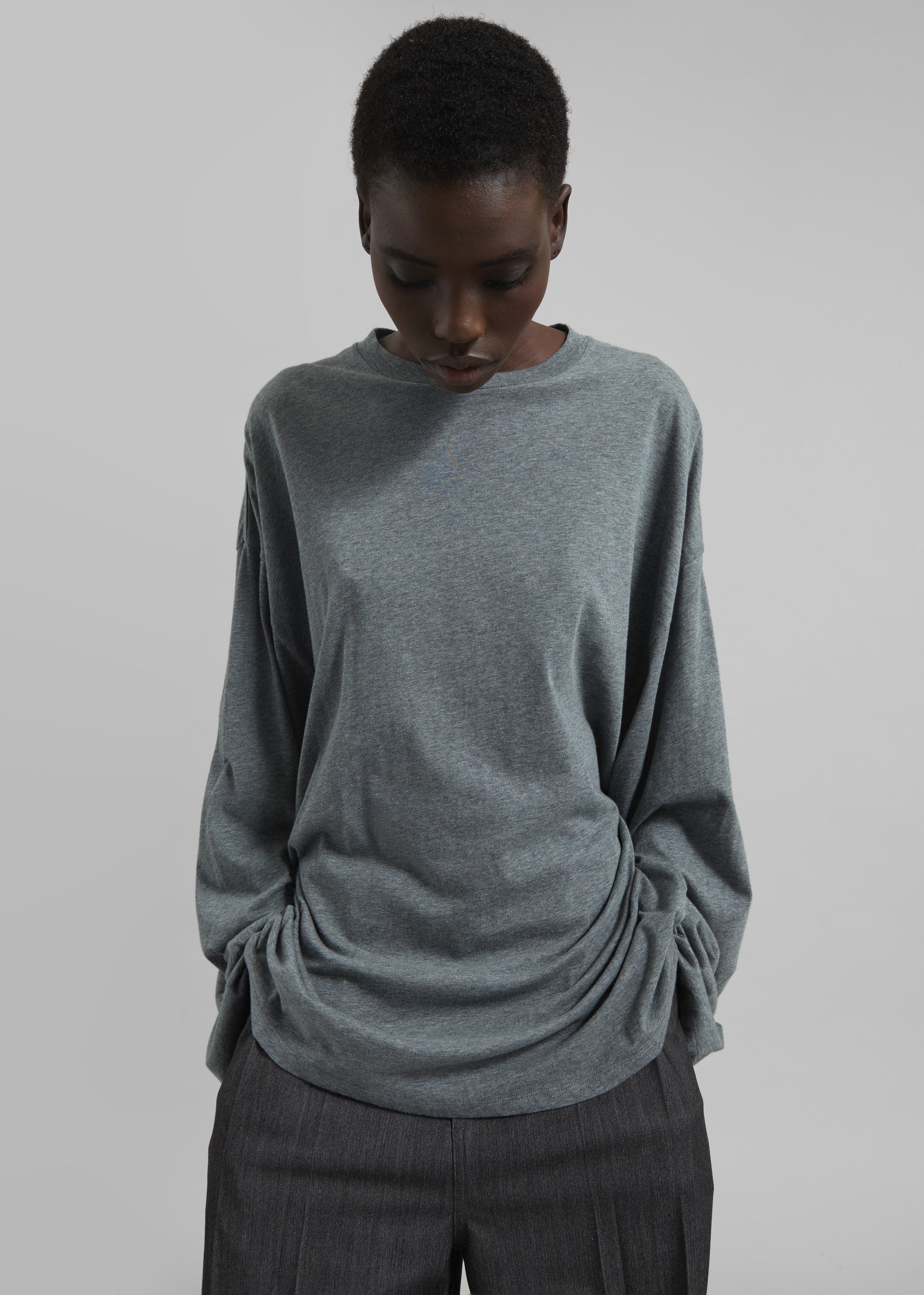 Rio Oversized Sleeve Tee - Dark Grey Melange - 6