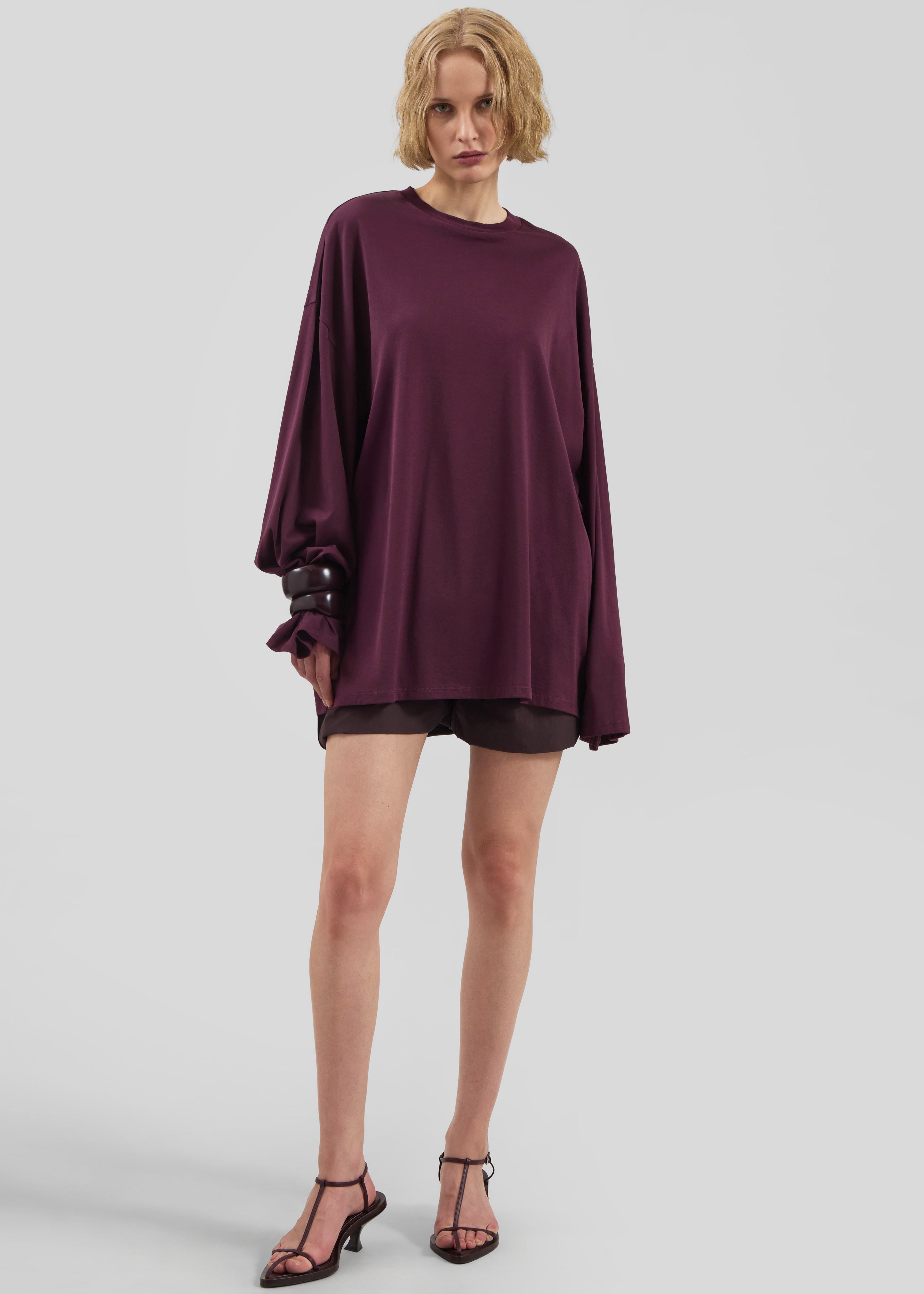 Rio Oversized Sleeve Tee - Burgundy - 3