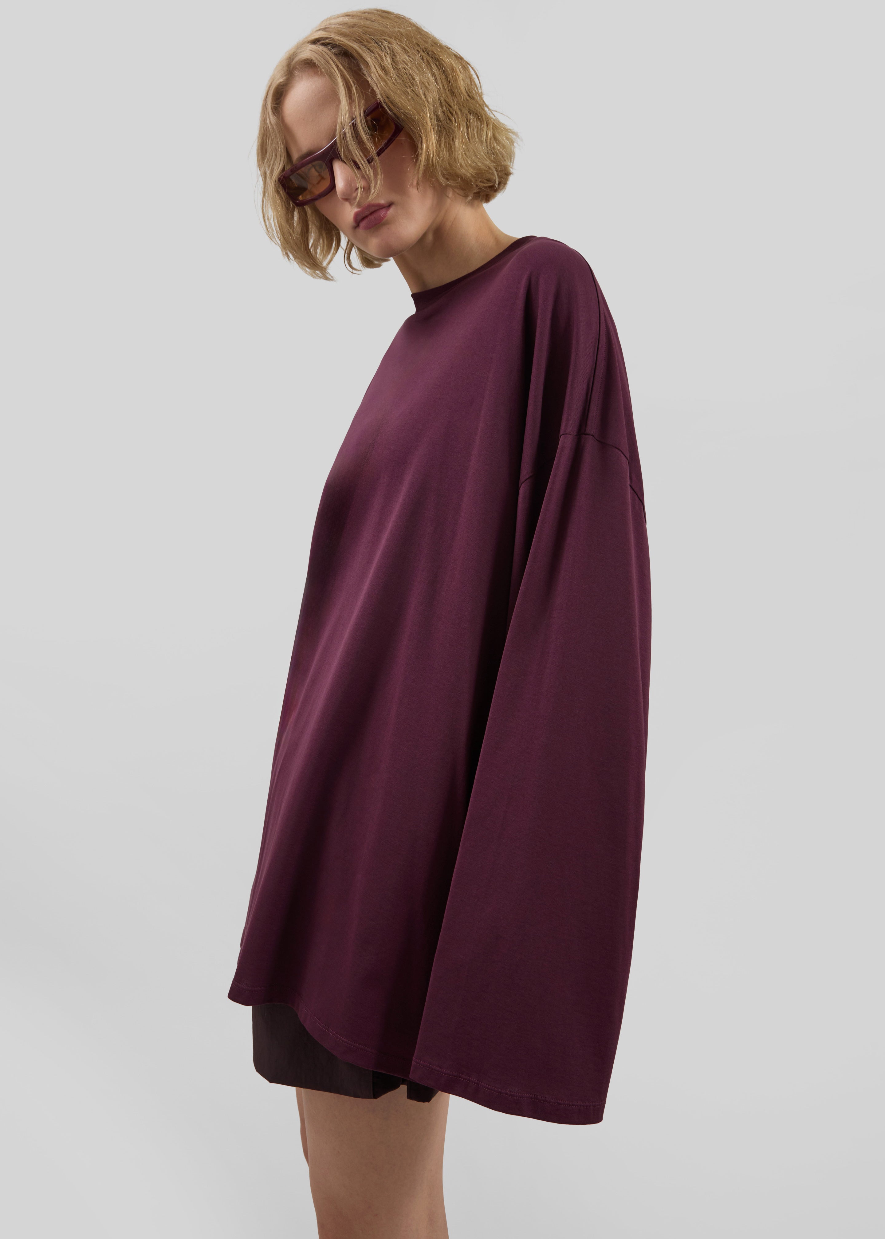 Rio Oversized Sleeve Tee - Burgundy - 2