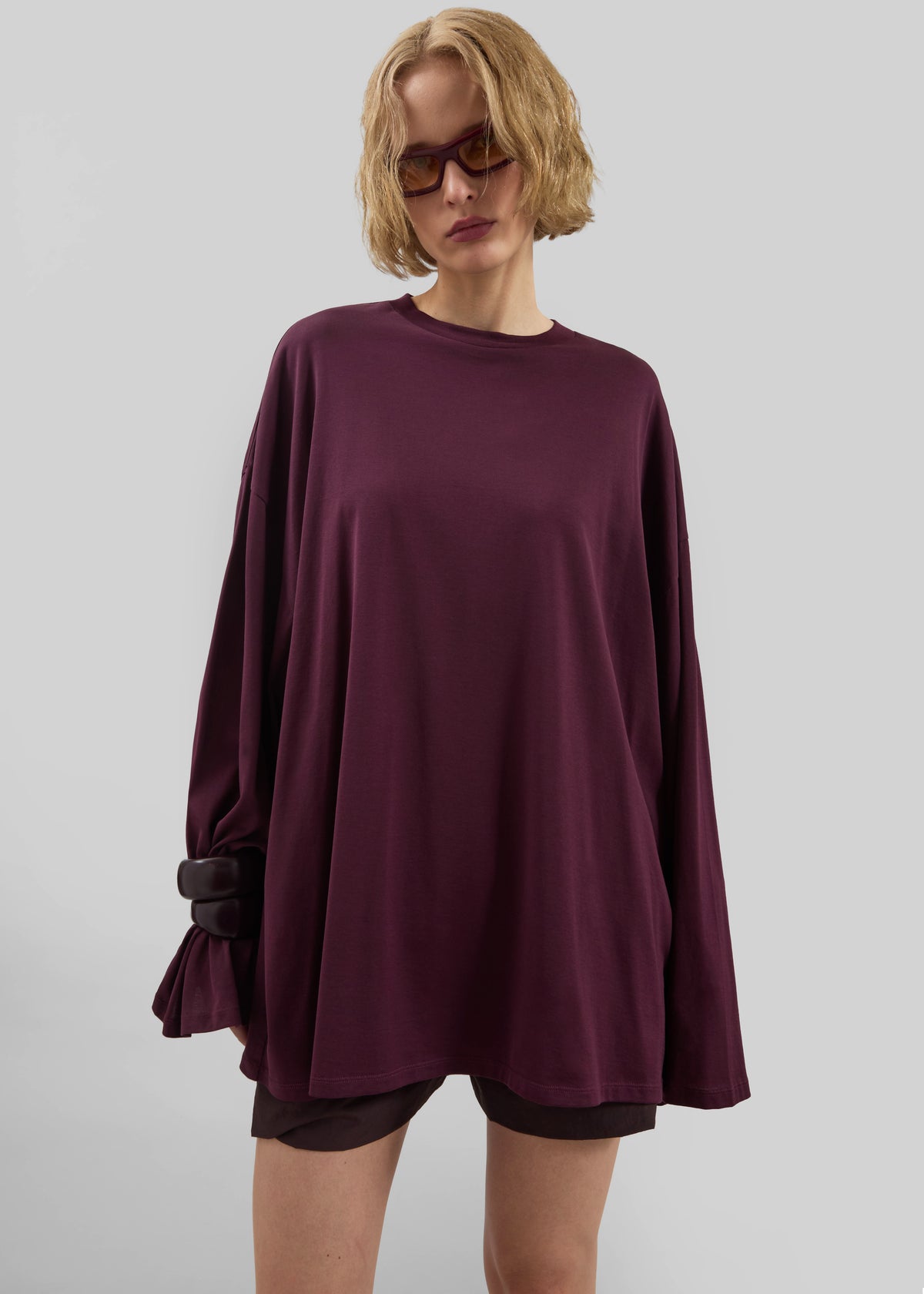 Rio Oversized Sleeve Tee - Burgundy - 4