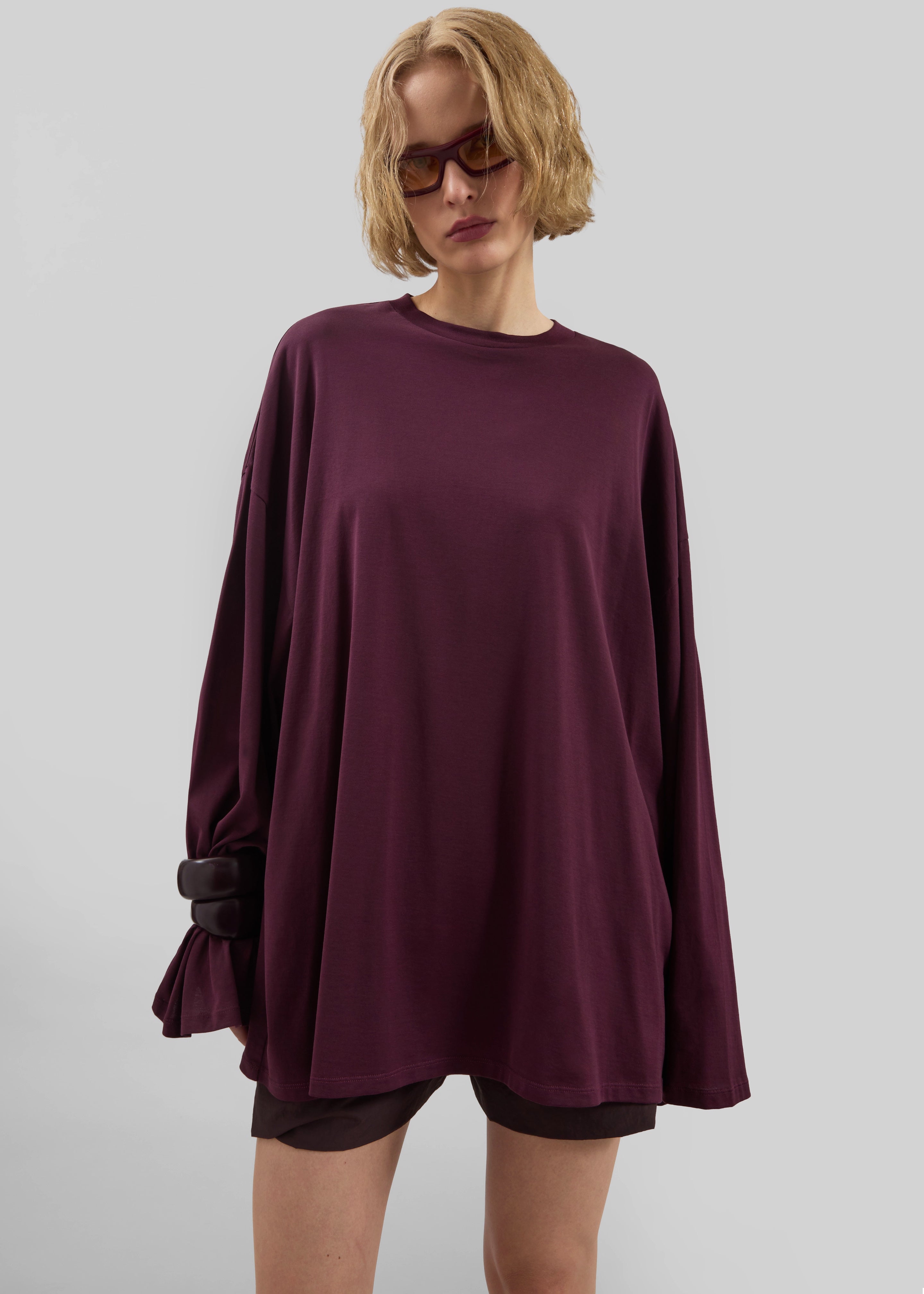 Rio Oversized Sleeve Tee - Burgundy - 4
