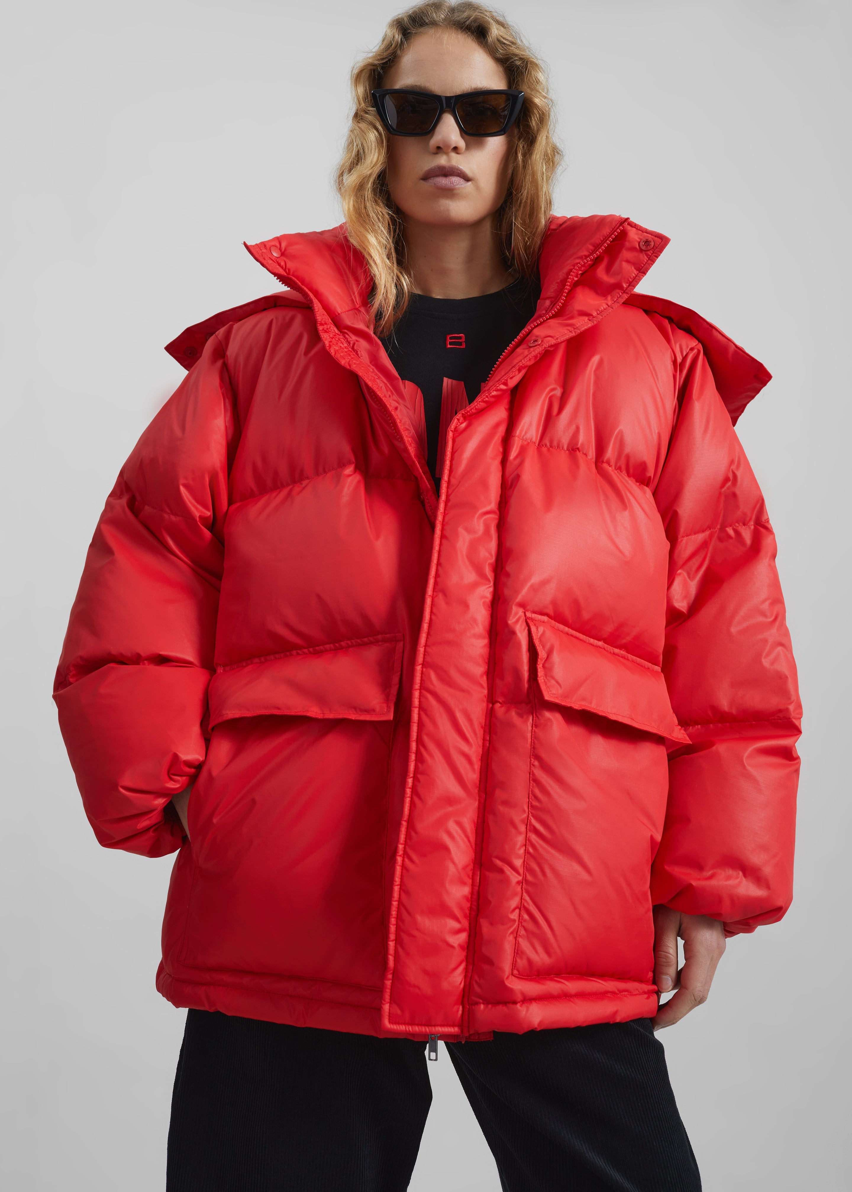 Riom Hooded Puffer Jacket - Red - 5