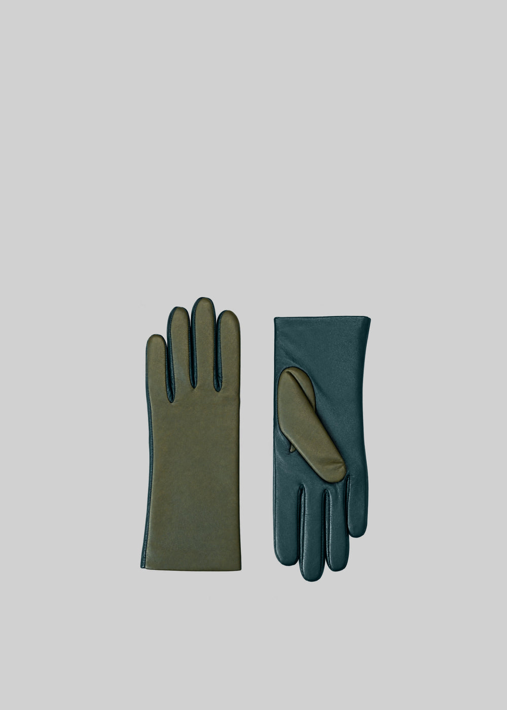 Rion Bicolor Short Leather Gloves - Pine/Bottle Green - 1