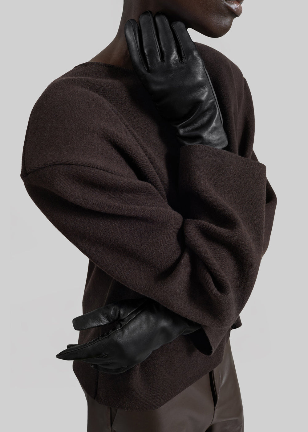 Guanti corti Rion in pelle - Nero