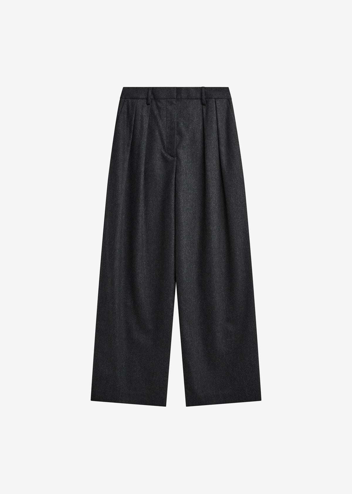Ripley Flannel Pleated Trousers - Dark Grey - 8