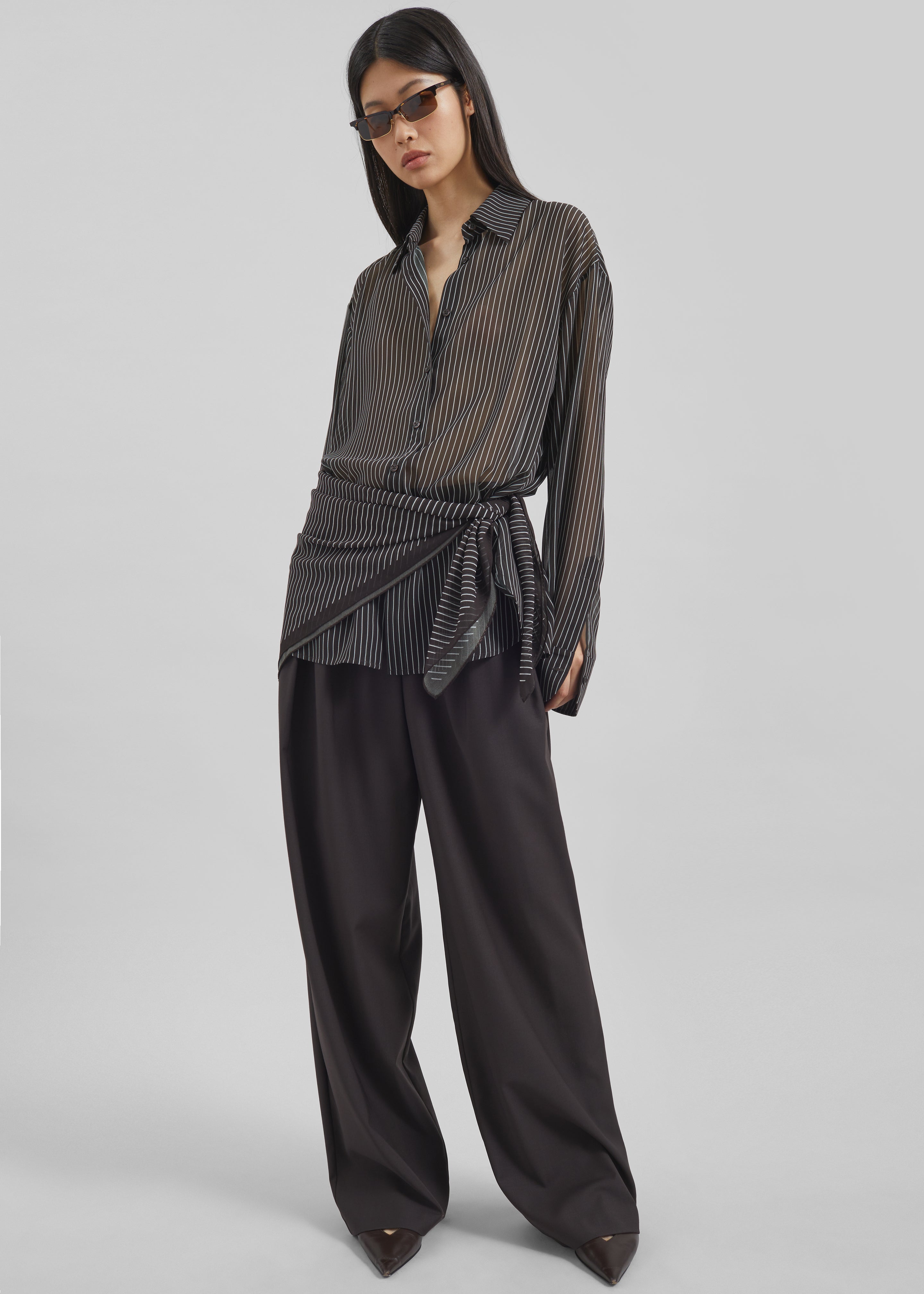 Ripley Pleated Trousers - Brown - 1