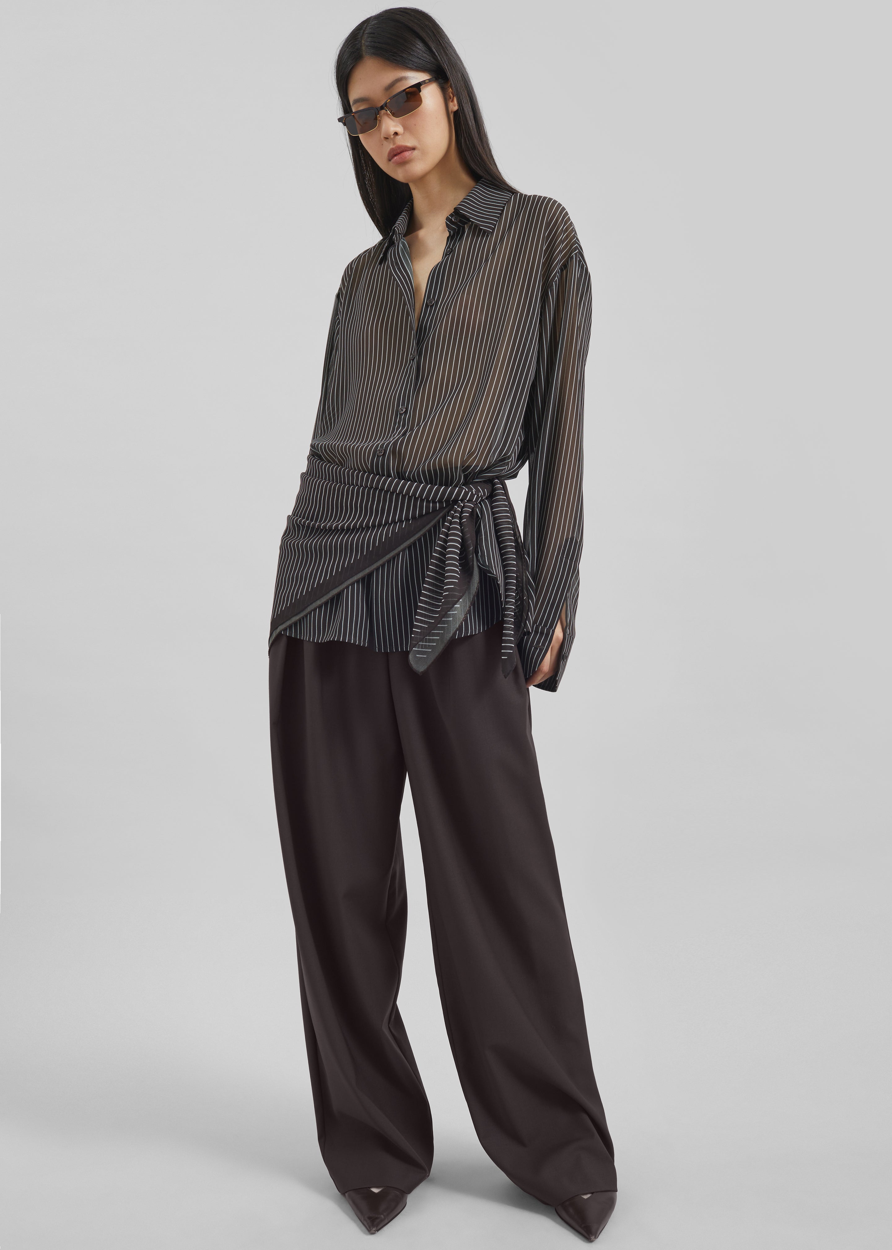 Ripley Pleated Trousers - Brown - 3