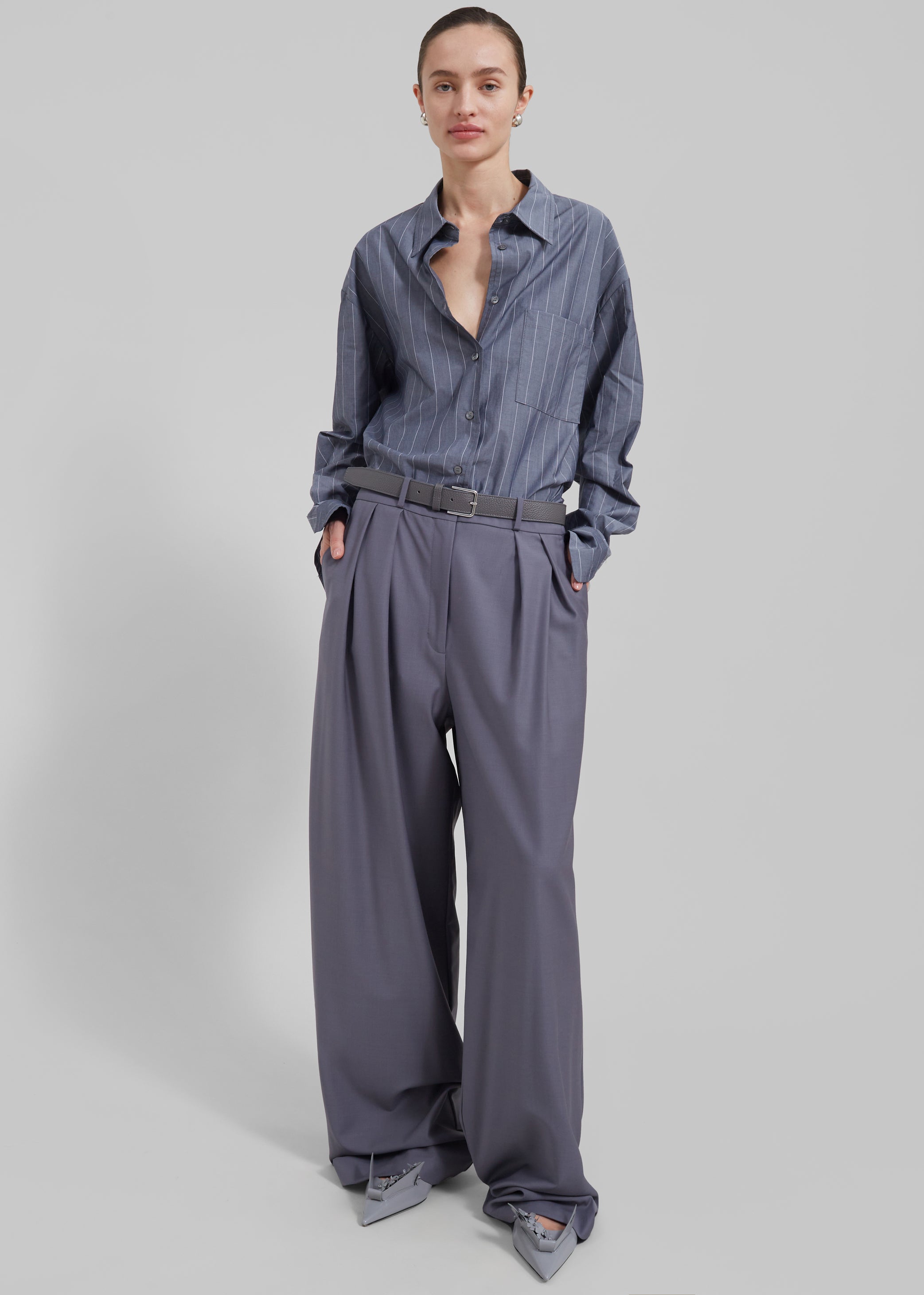 Shop the look image for Ripley Pleated Trousers - Grey