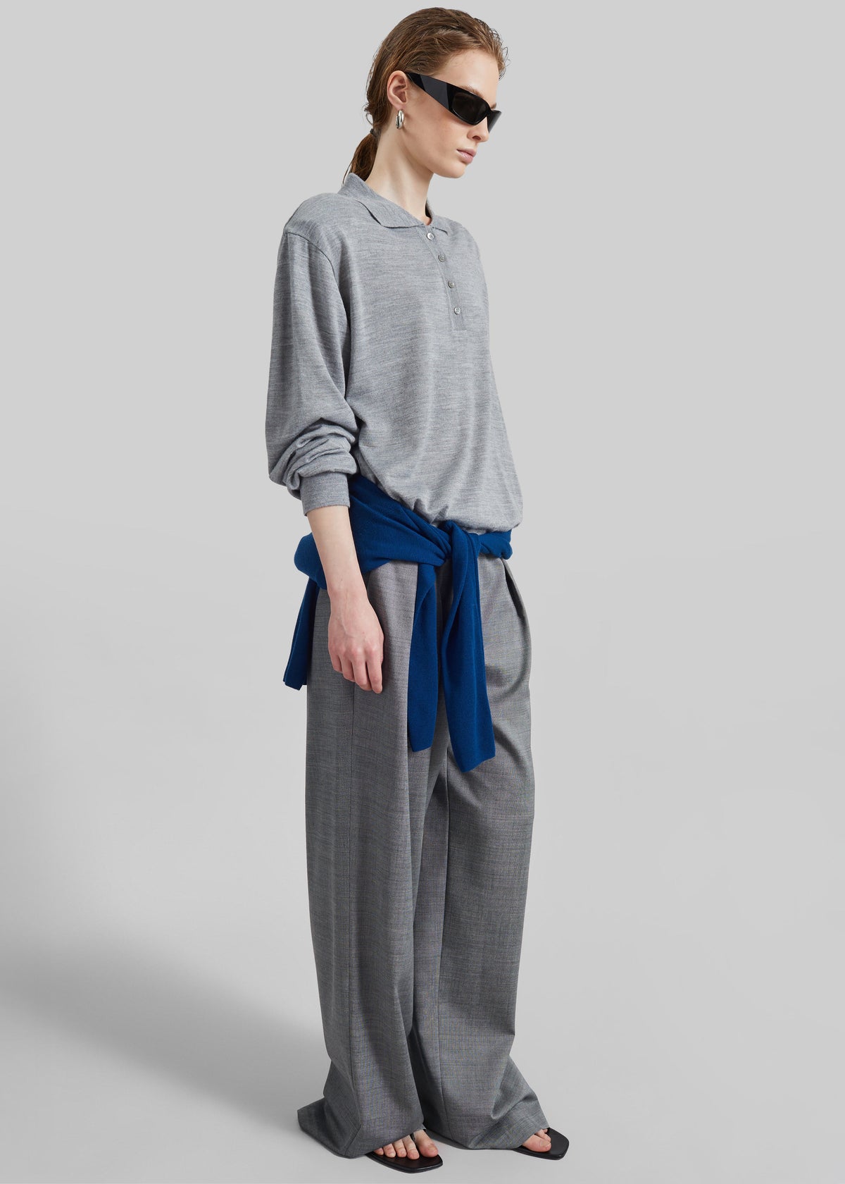 Ripley Pleated Trousers - Grey Melange - 11