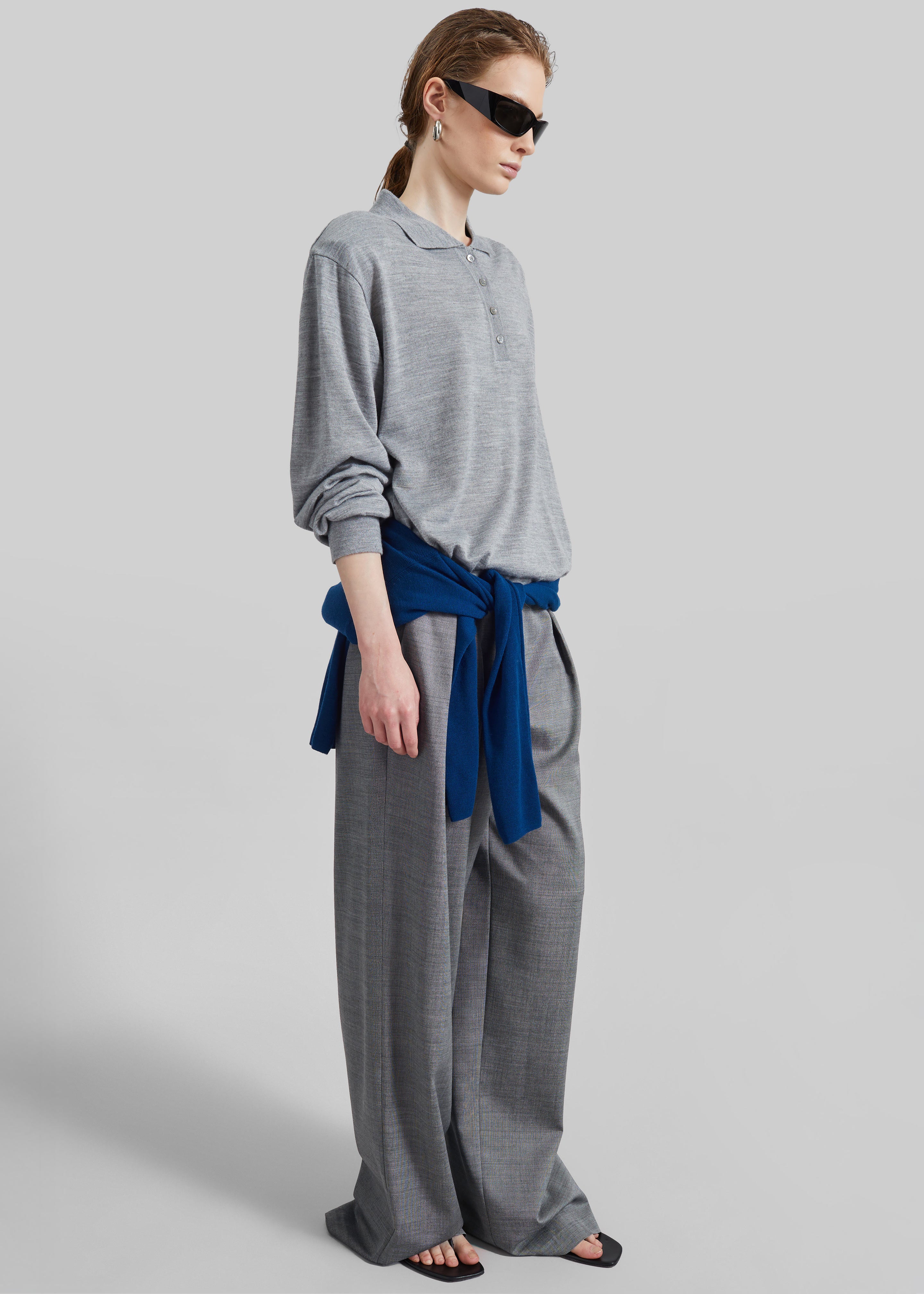 Ripley Pleated Trousers - Grey Melange - 11