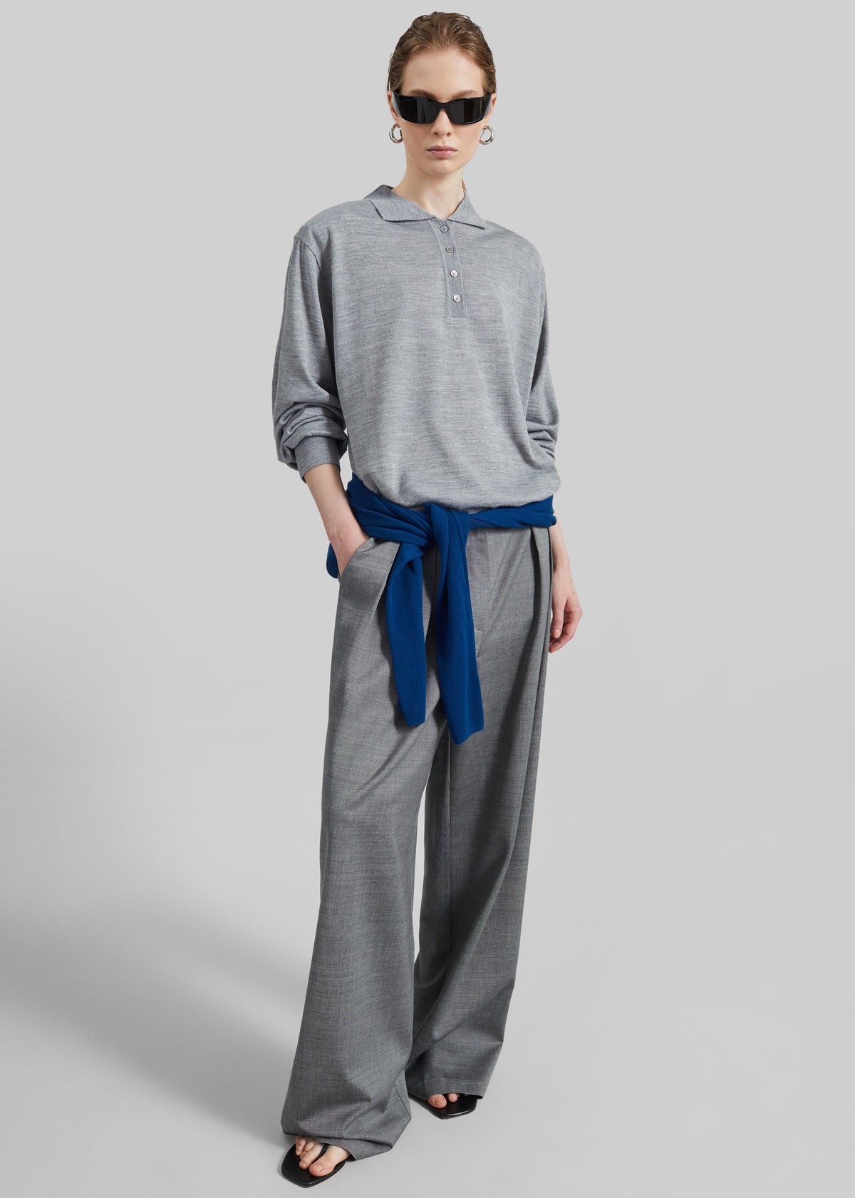 Ripley Pleated Trousers - Grey Melange - 6