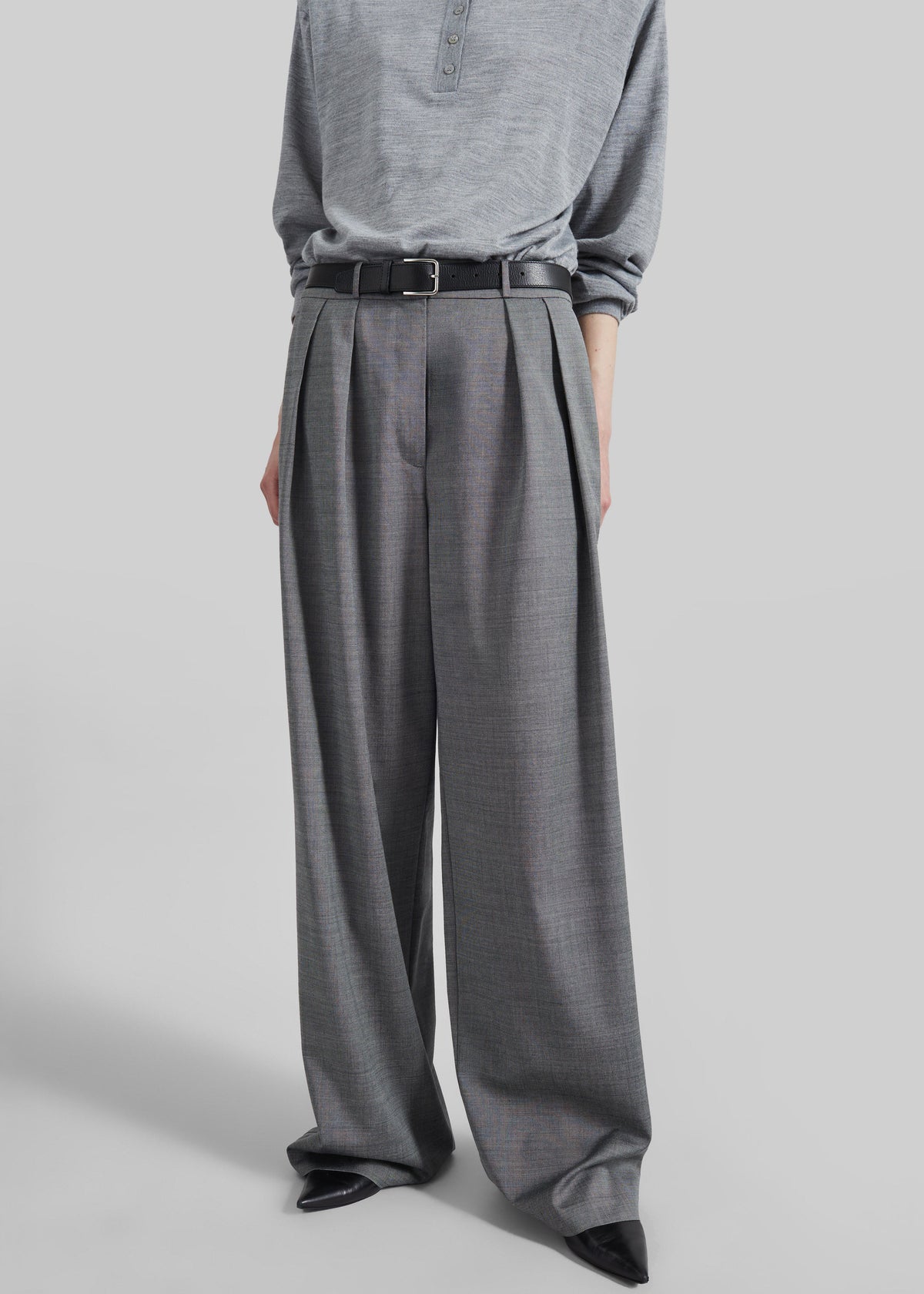 Ripley Pleated Trousers - Grey Melange - 9