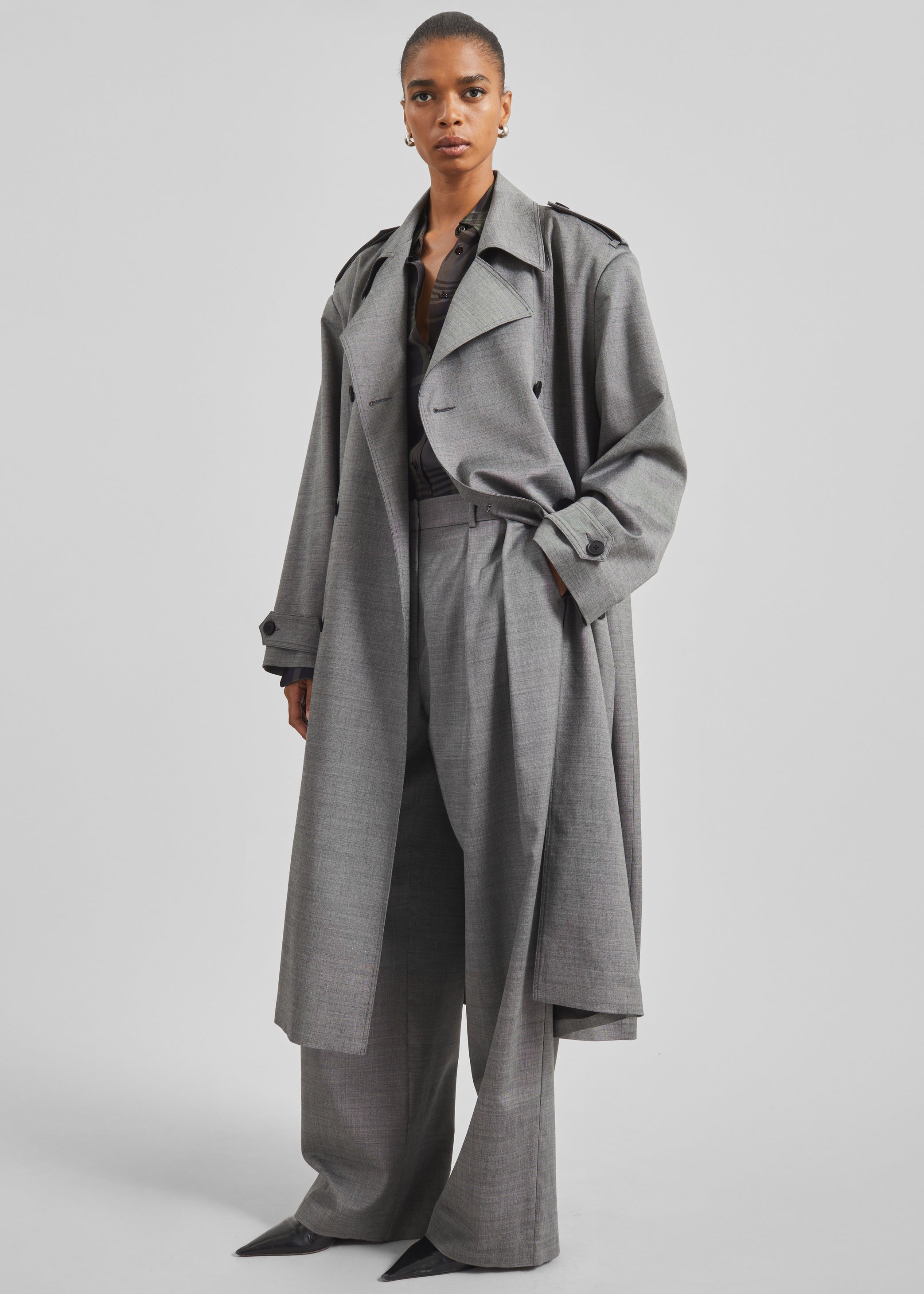 Shop the look image for Ripley Pleated Trousers - Grey Melange