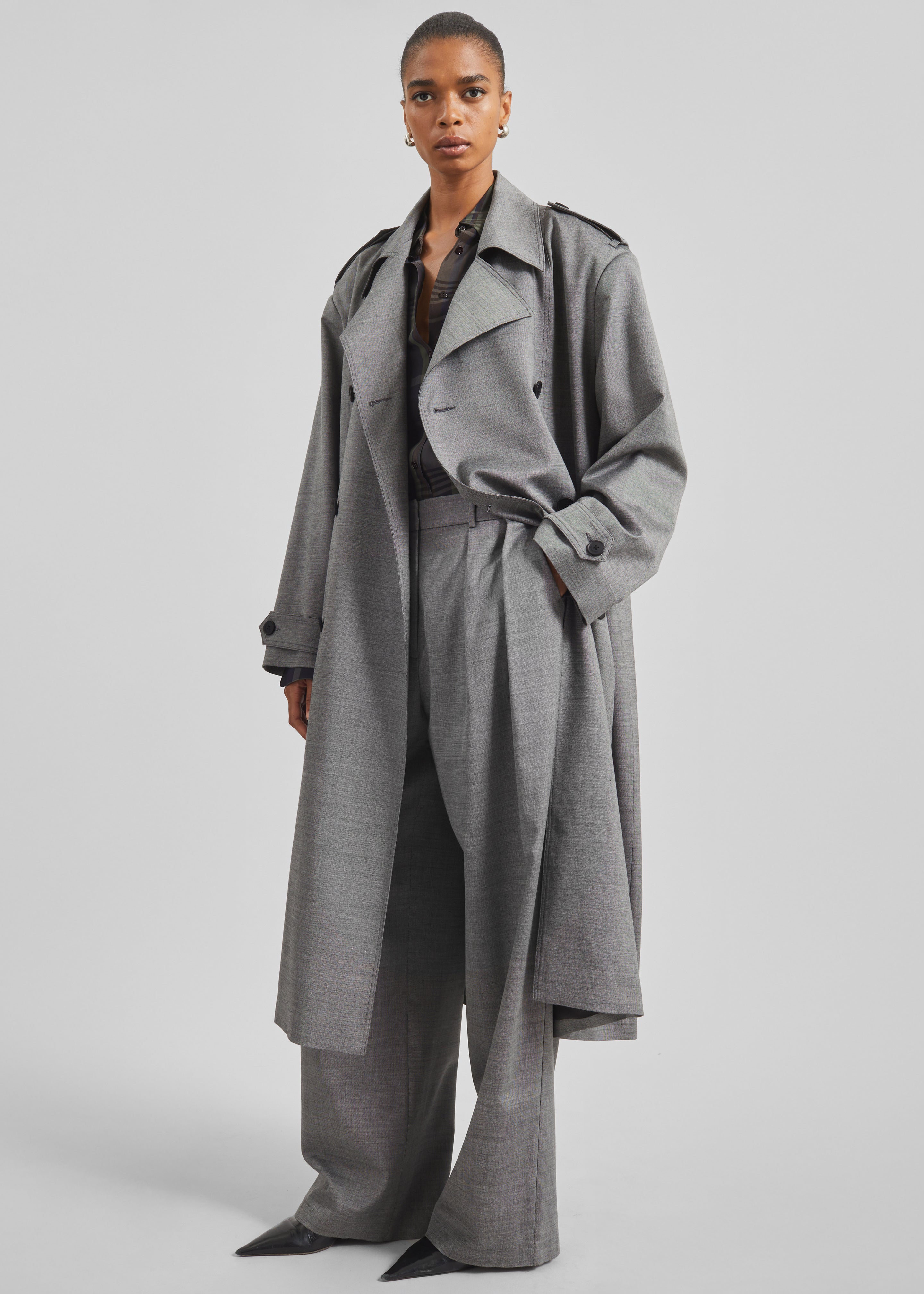 Ripley Pleated Trousers - Grey Melange - 8