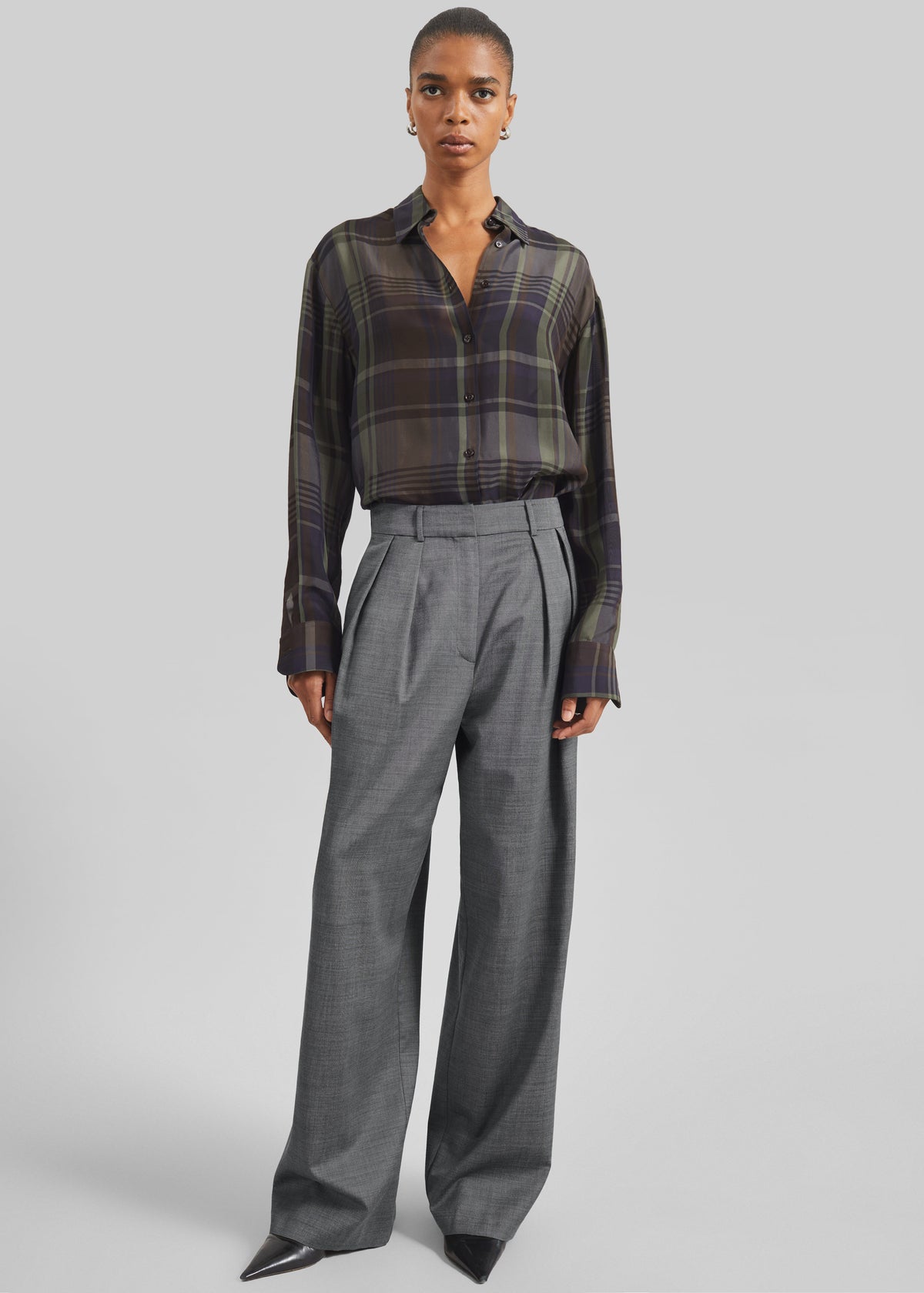 Ripley Pleated Trousers - Grey Melange - 7
