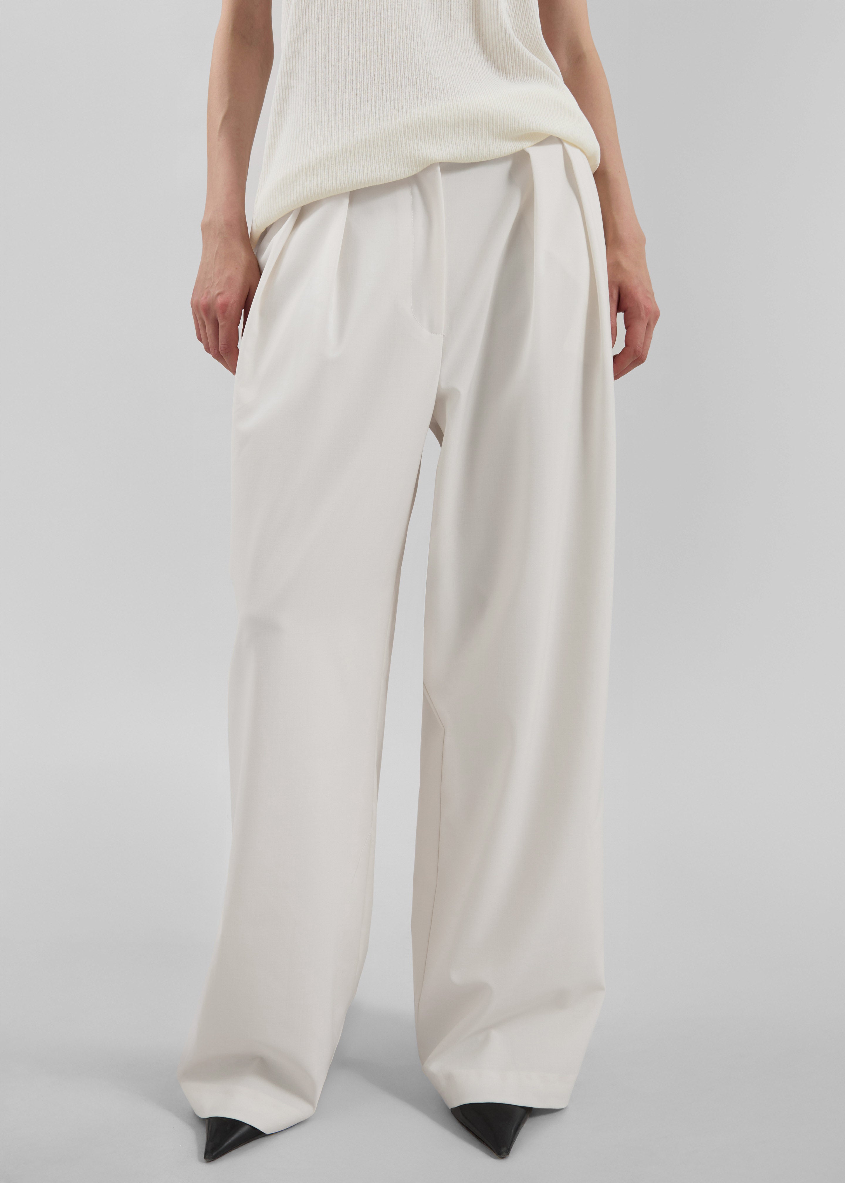Ripley Pleated Trousers - Ivory - 1