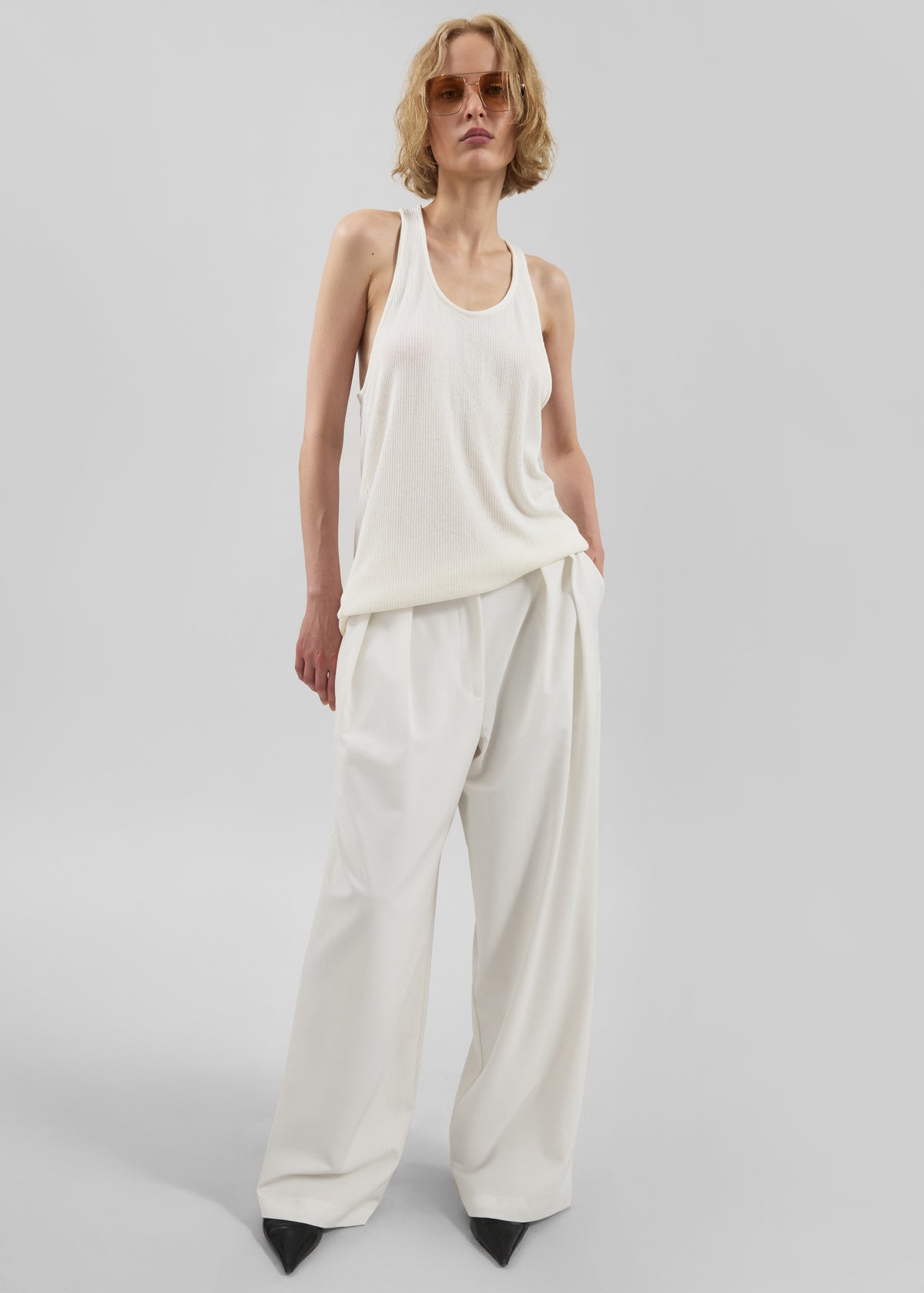 Ripley Pleated Trousers - Ivory - 4