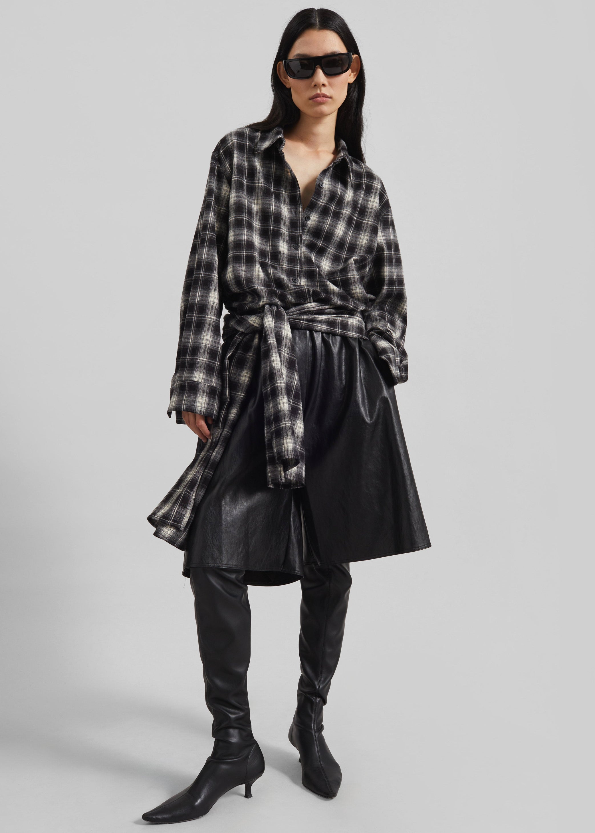 Shop the look image for Risarven Faux Leather Bermuda Shorts - Black