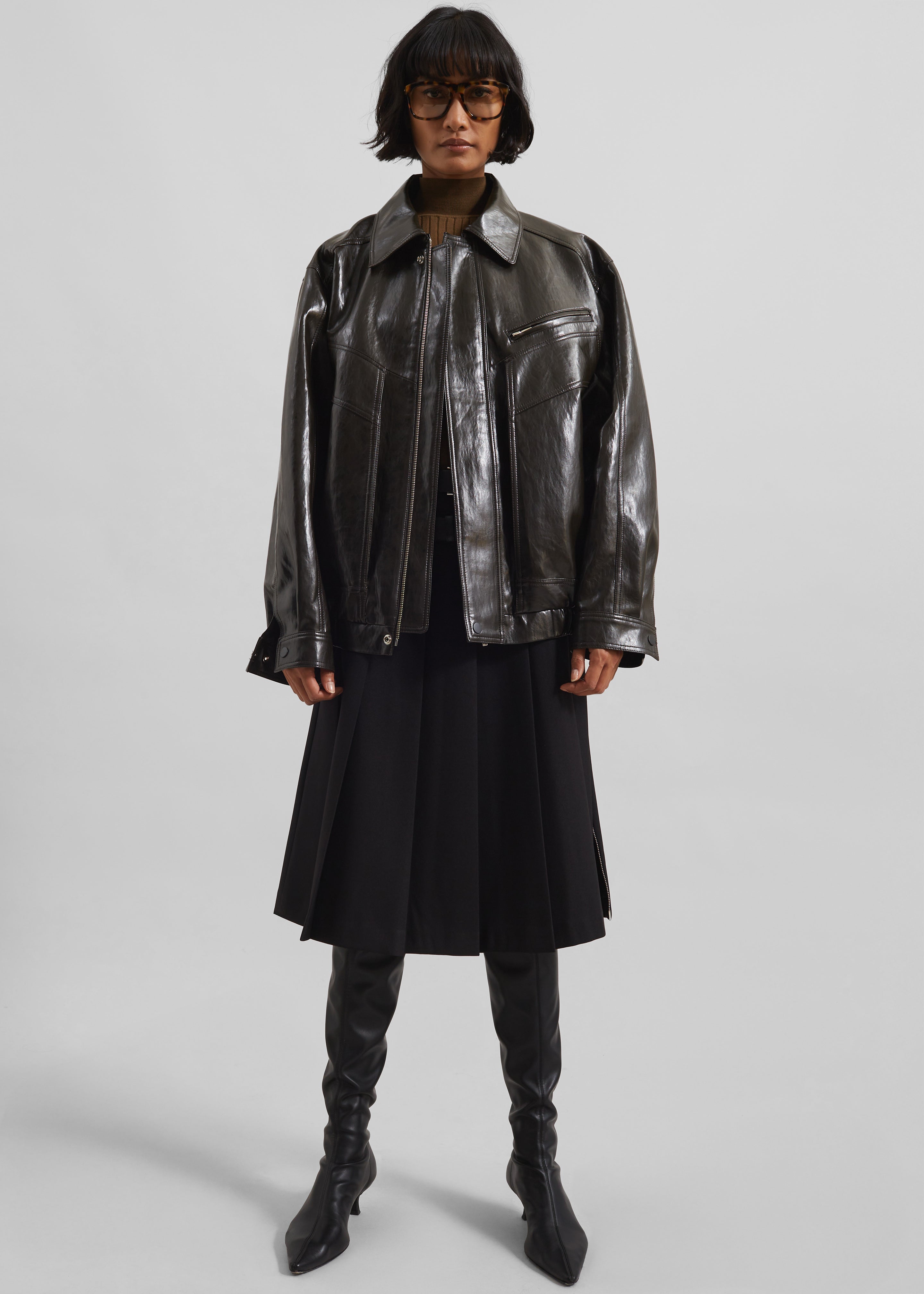 Risner Faux Leather Jacket - Dark Brown – The Frankie Shop Europe
