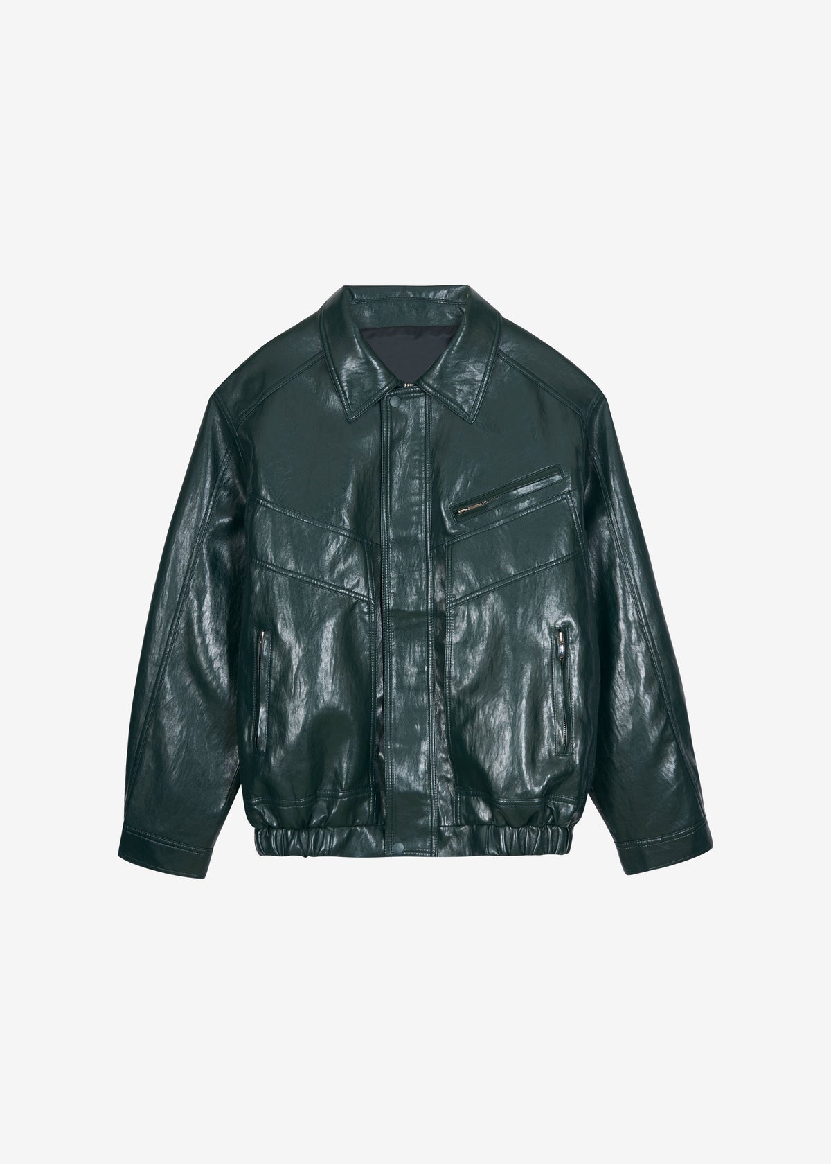 Risner Faux Leather Jacket - Deep Green - 11