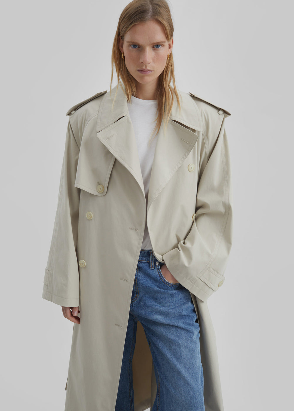 Riva Cotton Trench Coat - Light Beige - 1