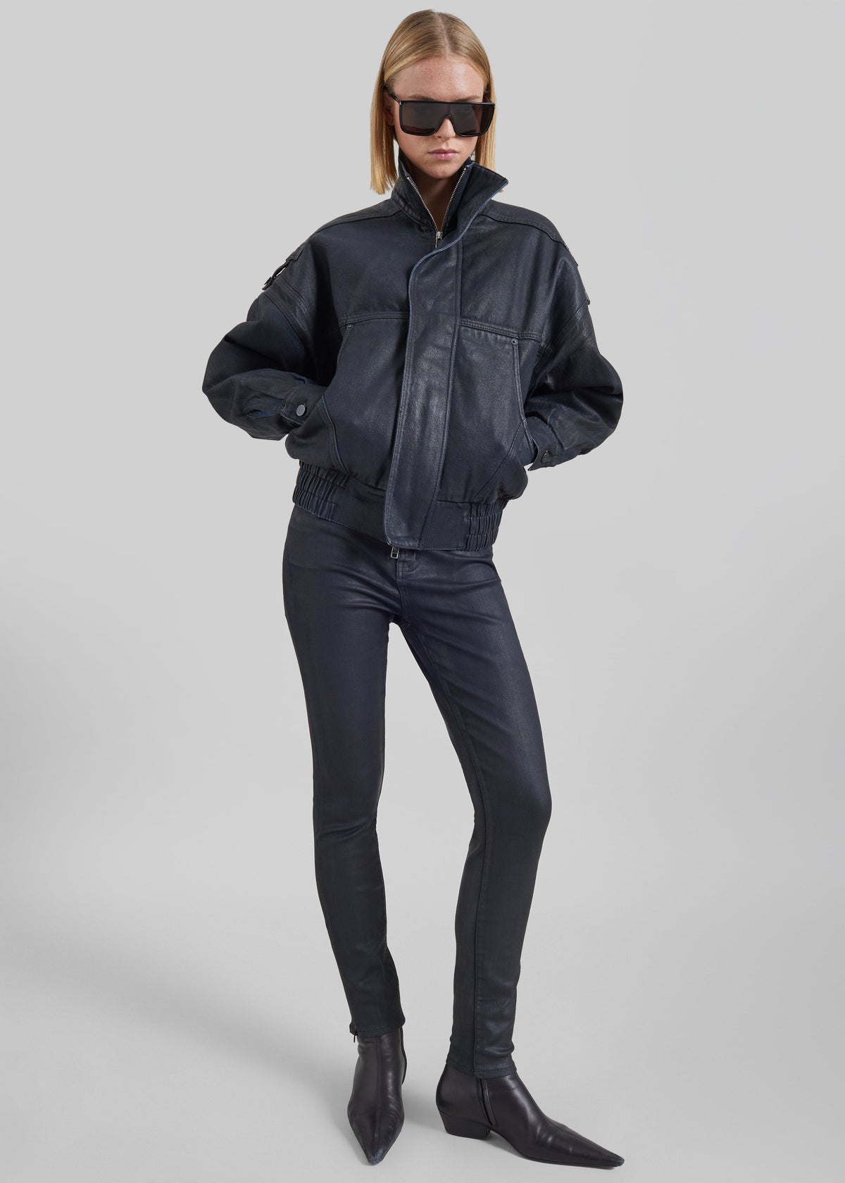Jeans slim Riven con finitura spalmata - Nero