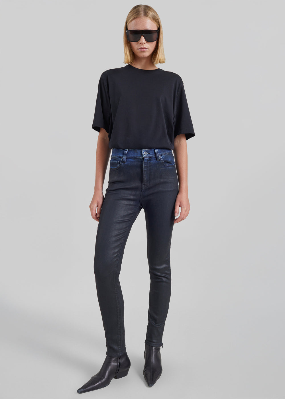 Riven Coated Slim Jeans - Black