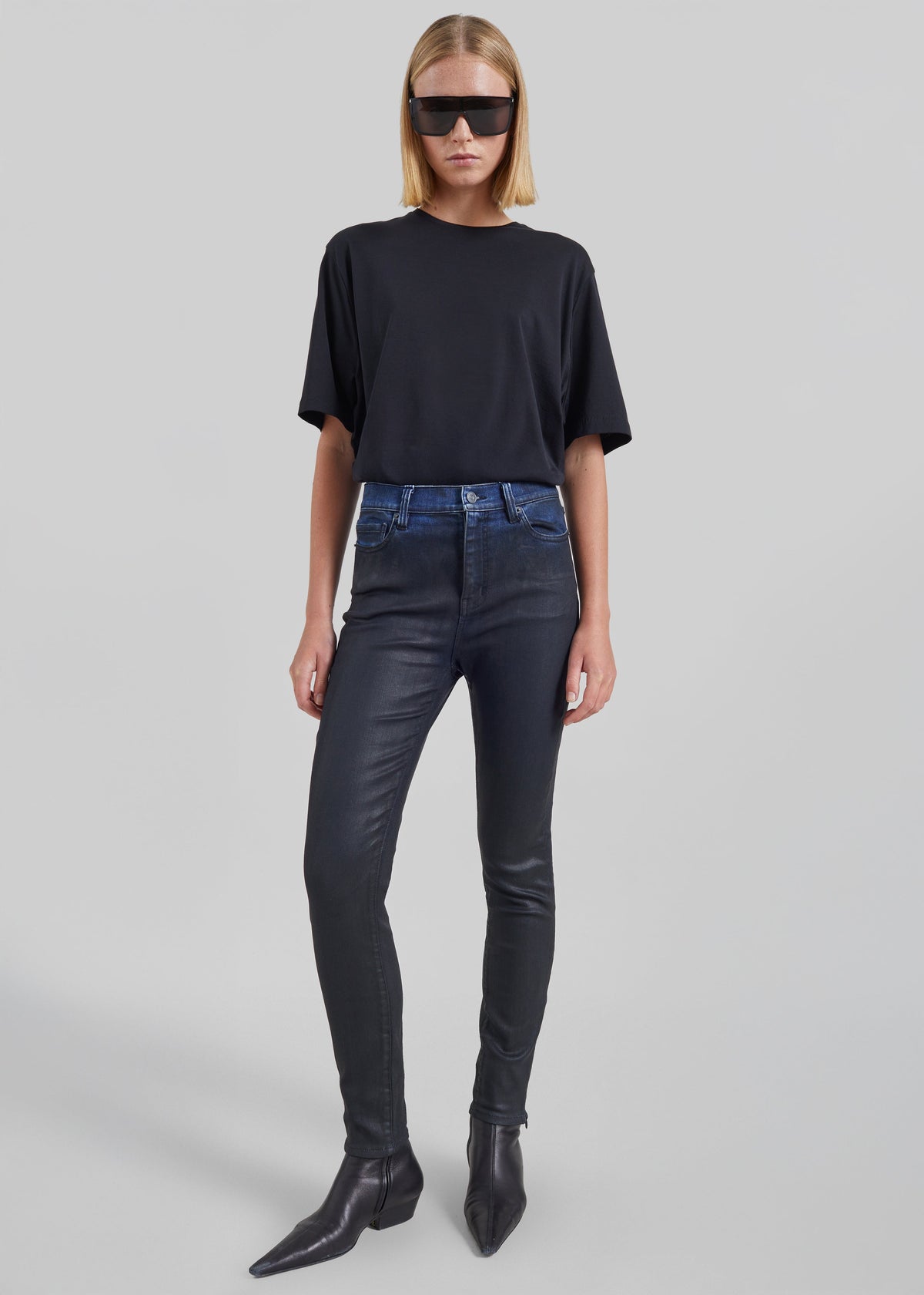 Jeans slim Riven con finitura spalmata - Nero
