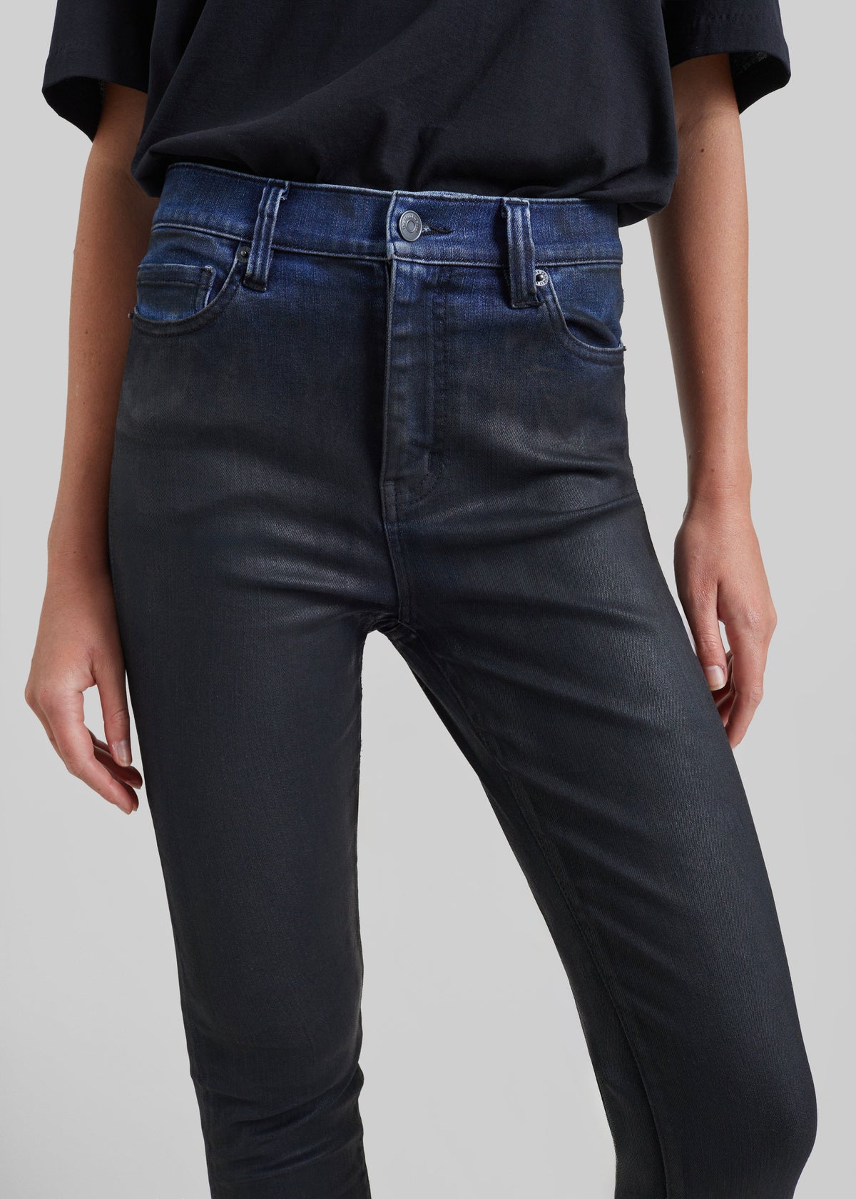 Jeans slim Riven con finitura spalmata - Nero