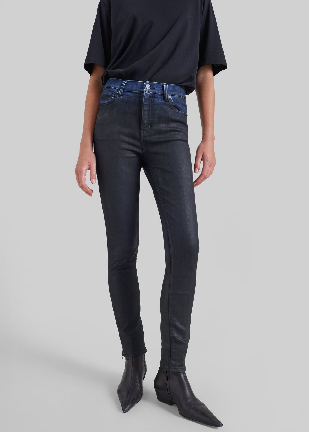 Jeans slim Riven con finitura spalmata - Nero