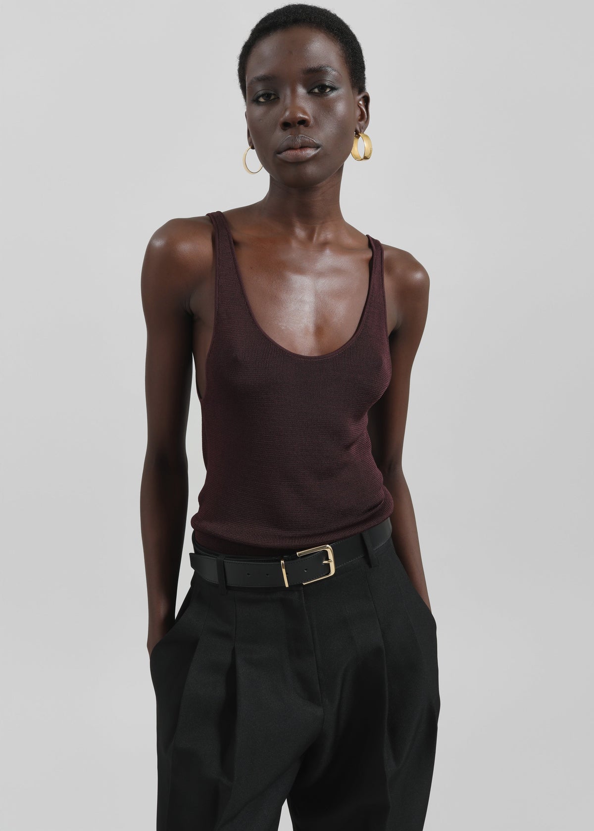 Rivo Knit Tank Top - Burgundy - 1