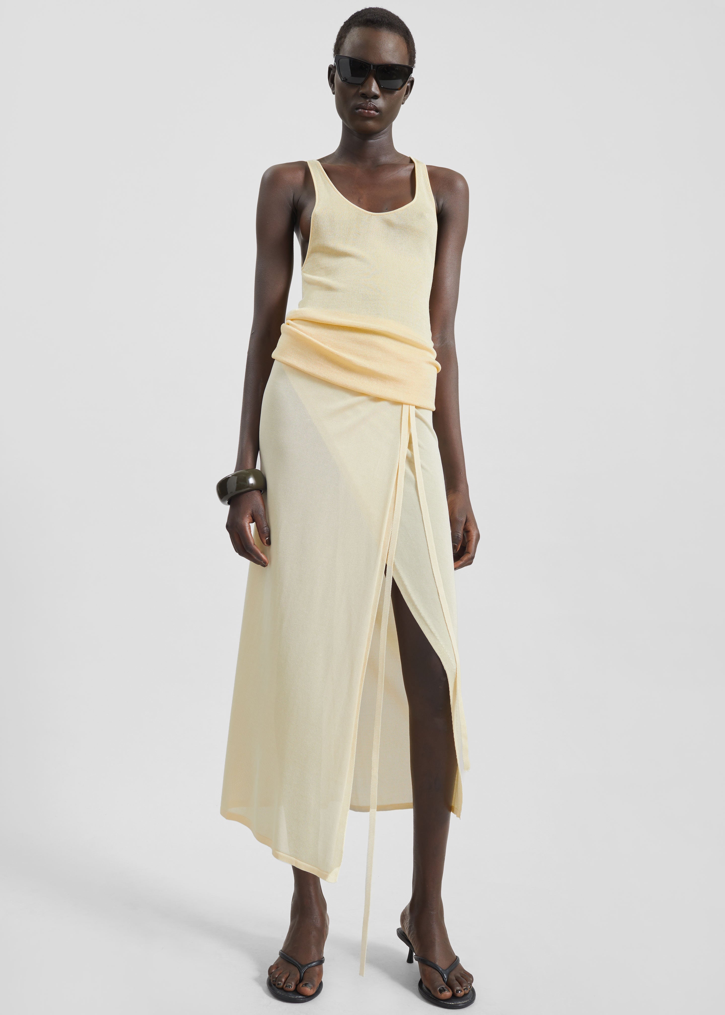 Rivo Knit Tank Top - Pale Yellow - 2