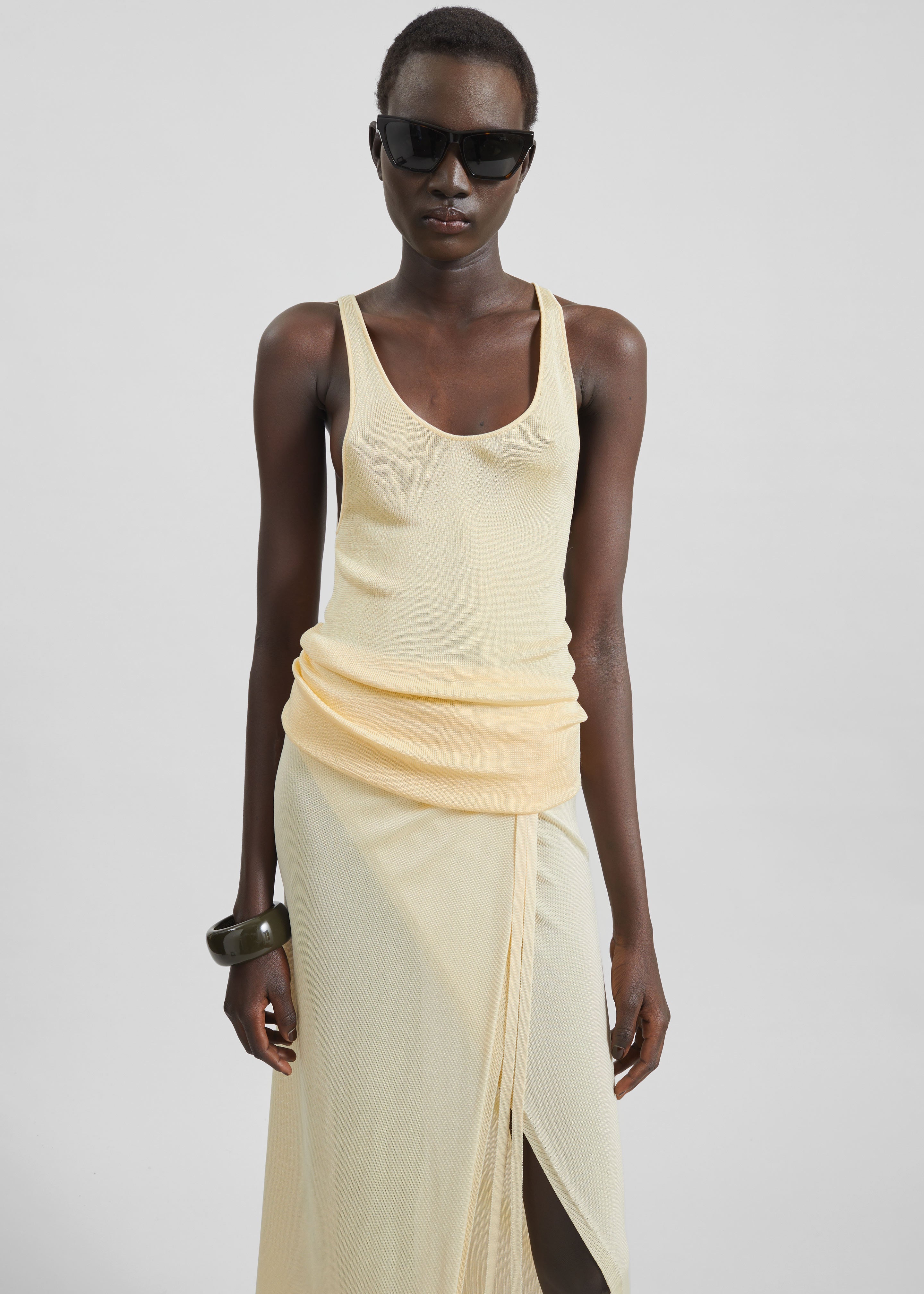 Rivo Knit Tank Top - Pale Yellow - 1