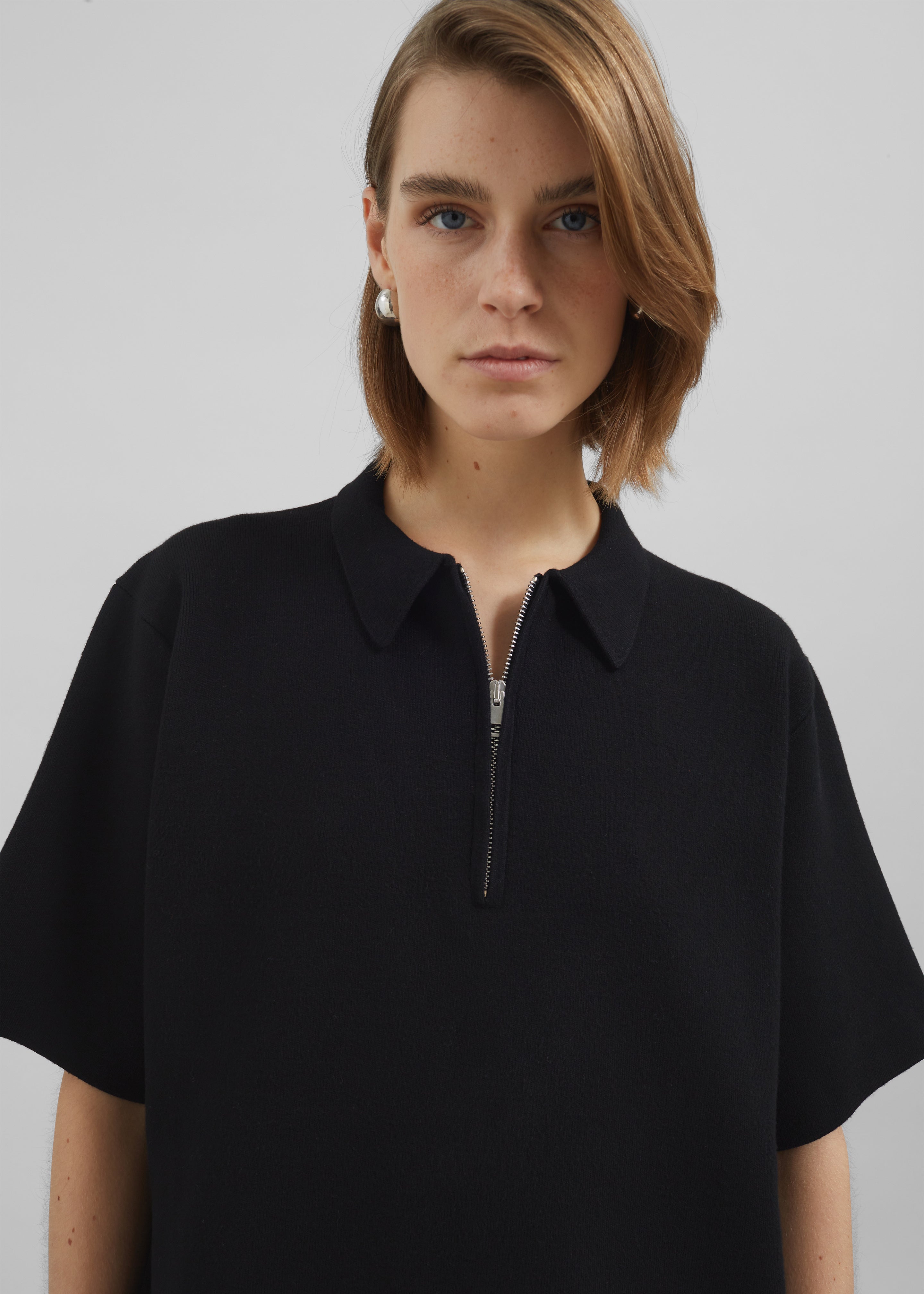 Riya Zip-Up Polo - Black - 3