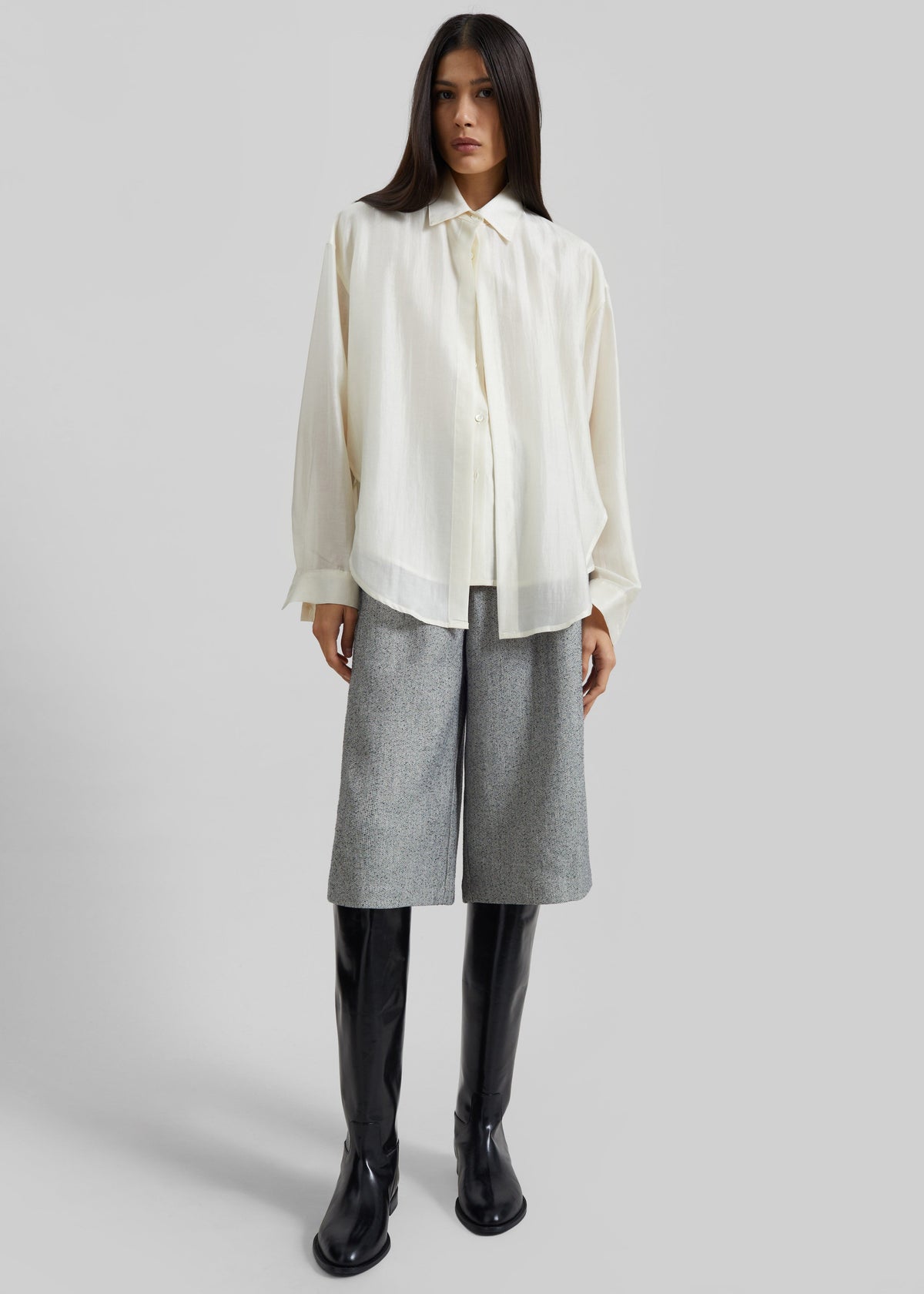 Roanne Fluid Double Shirt - Cream - 4